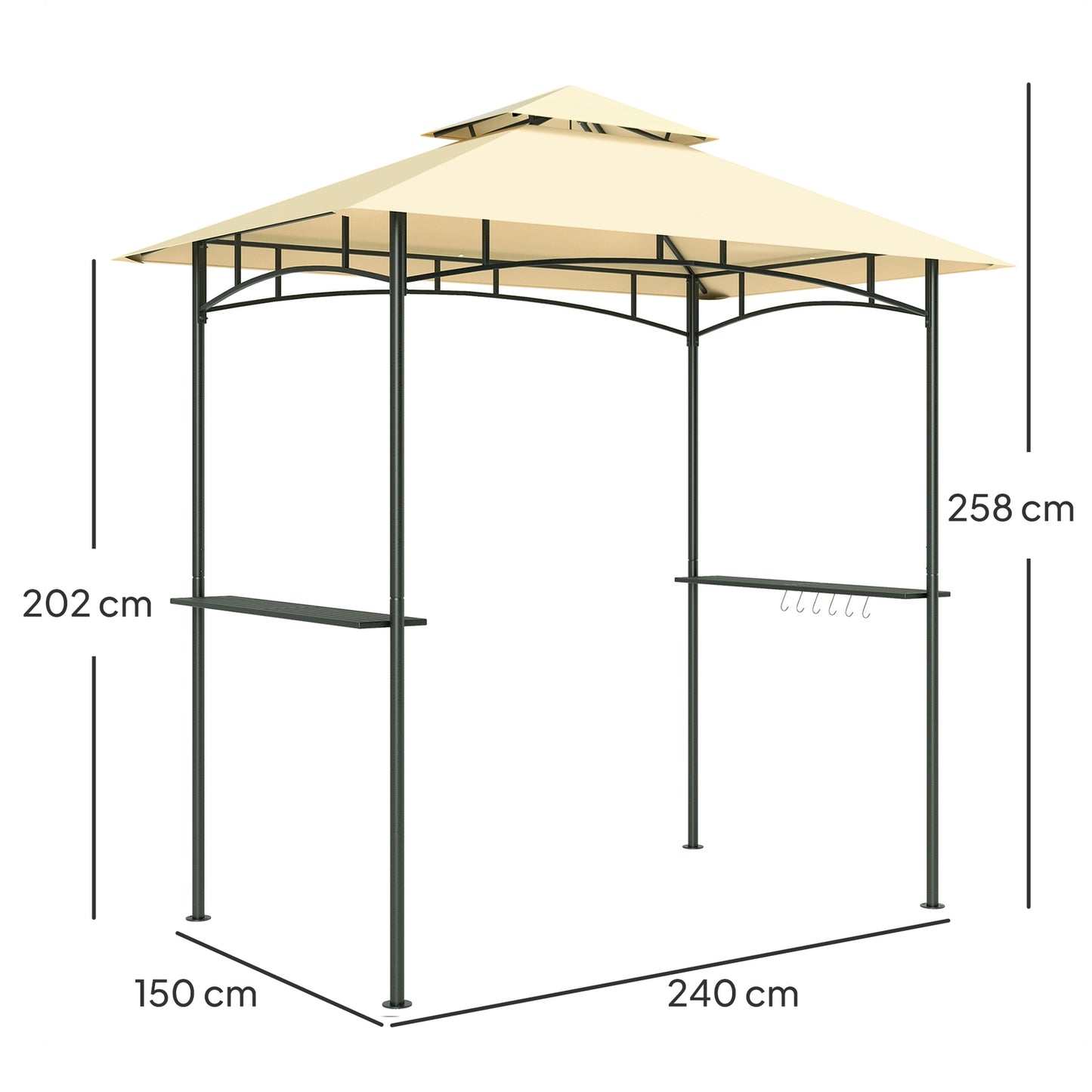 BBQ Gazebo, water repellent, flame retardant, 240x150x258cm