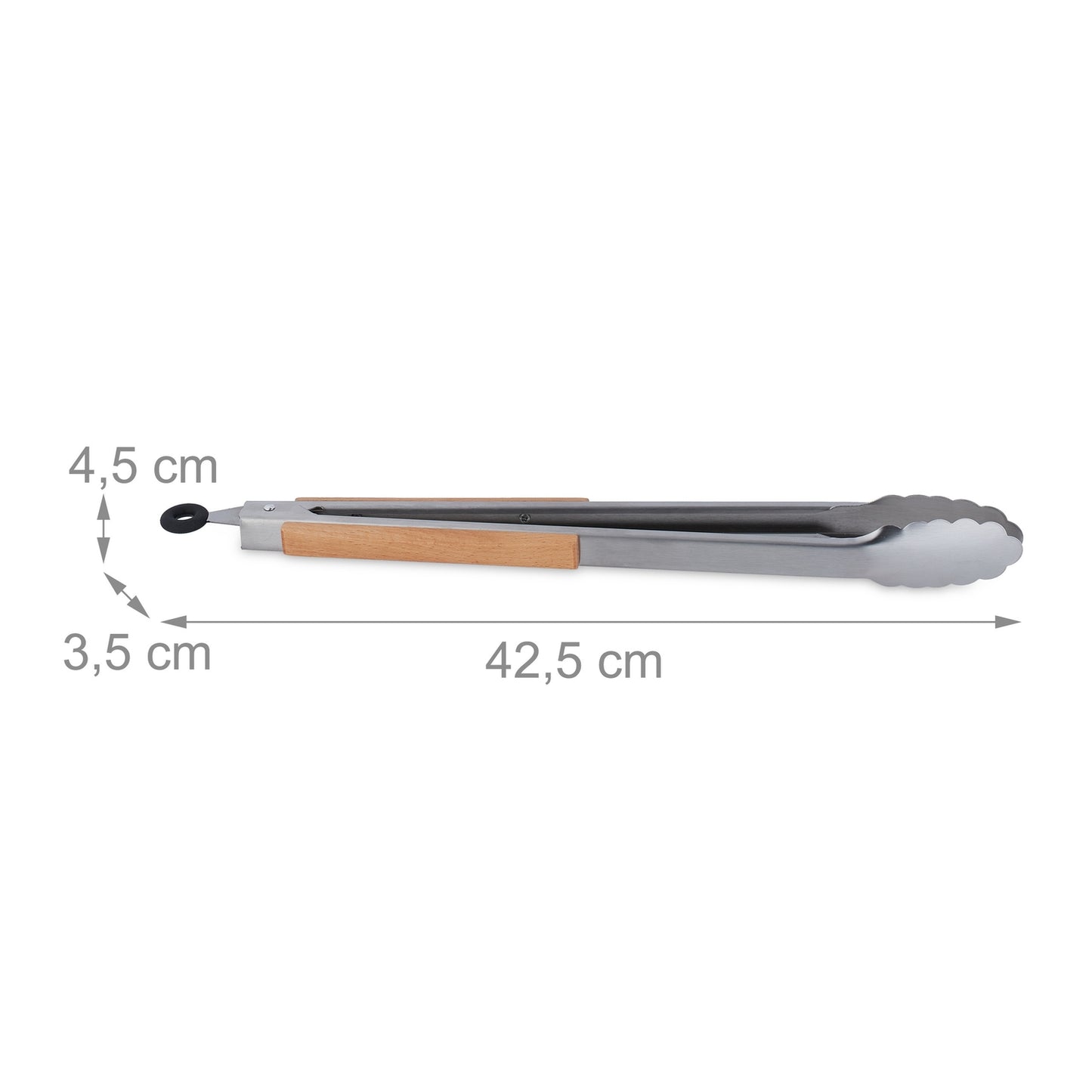 Barbecue tongs in stainless steel with wooden handle