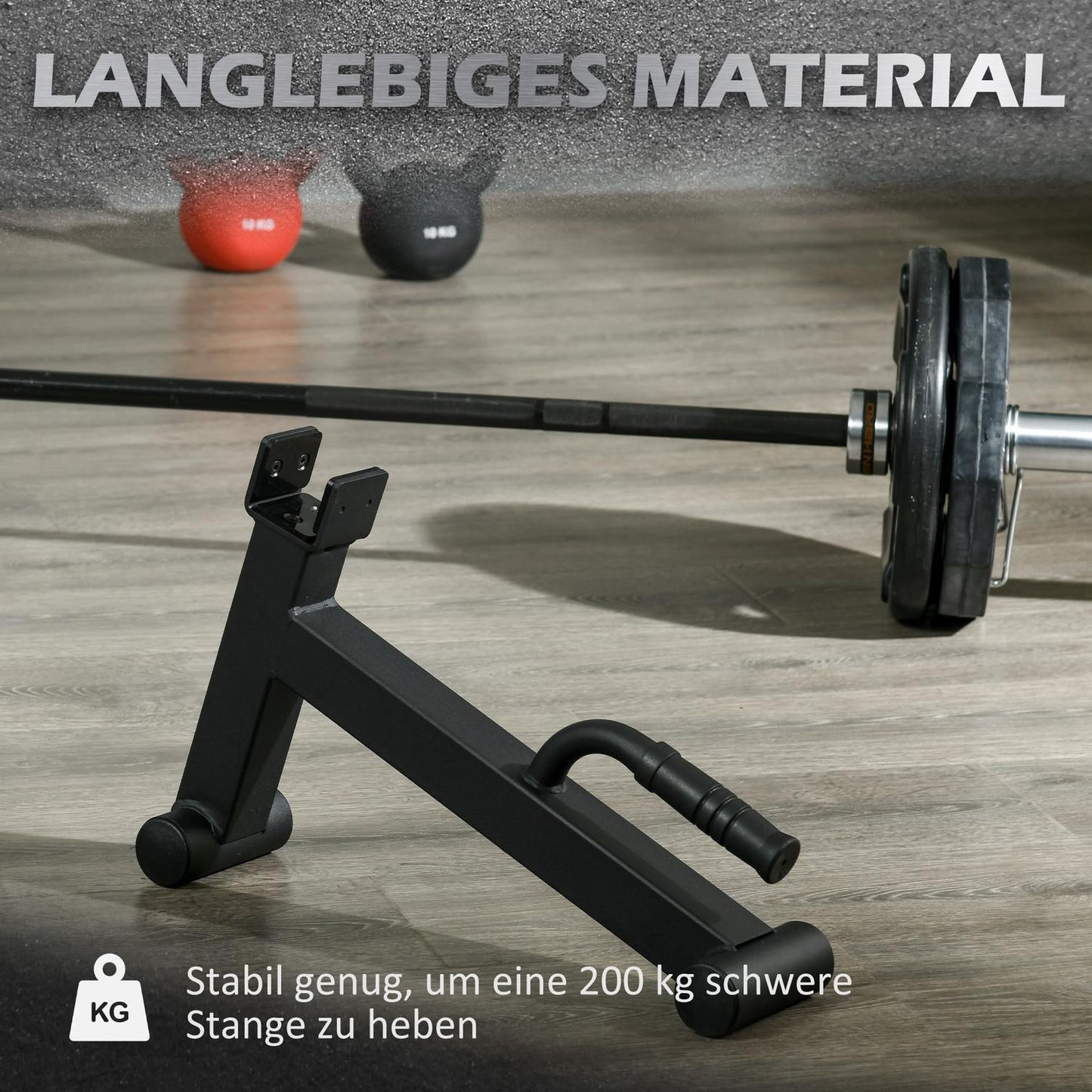 Deadlift Barbell Jack with Non-Slip Grip, Steel, Black