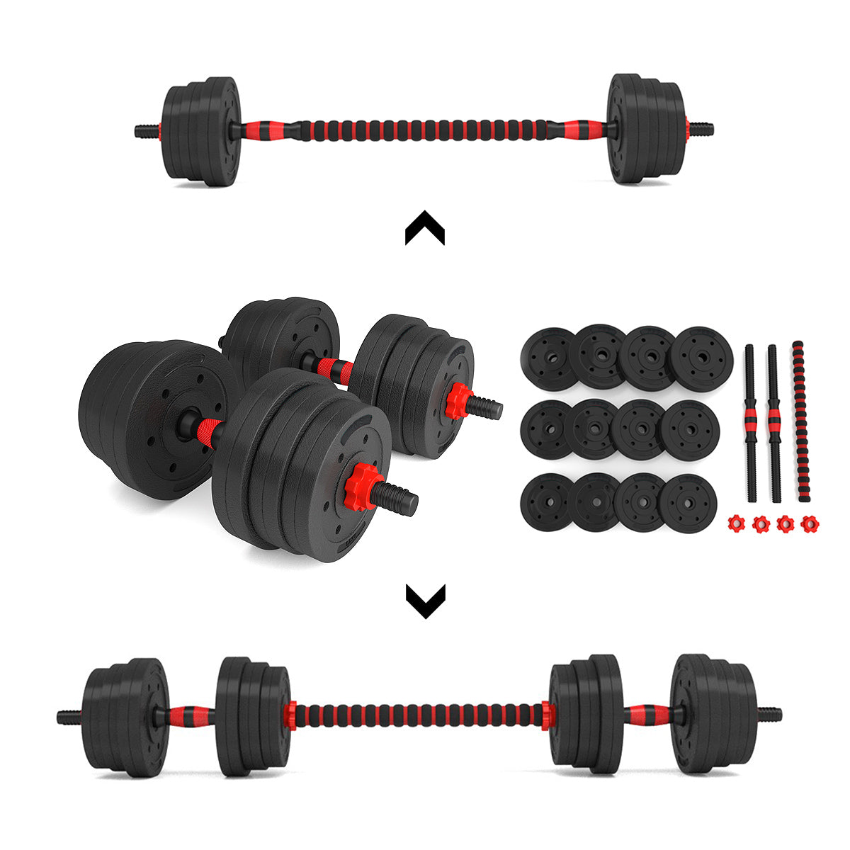 Barbell and Dumbbells Set, 20 kg, Composite Material
