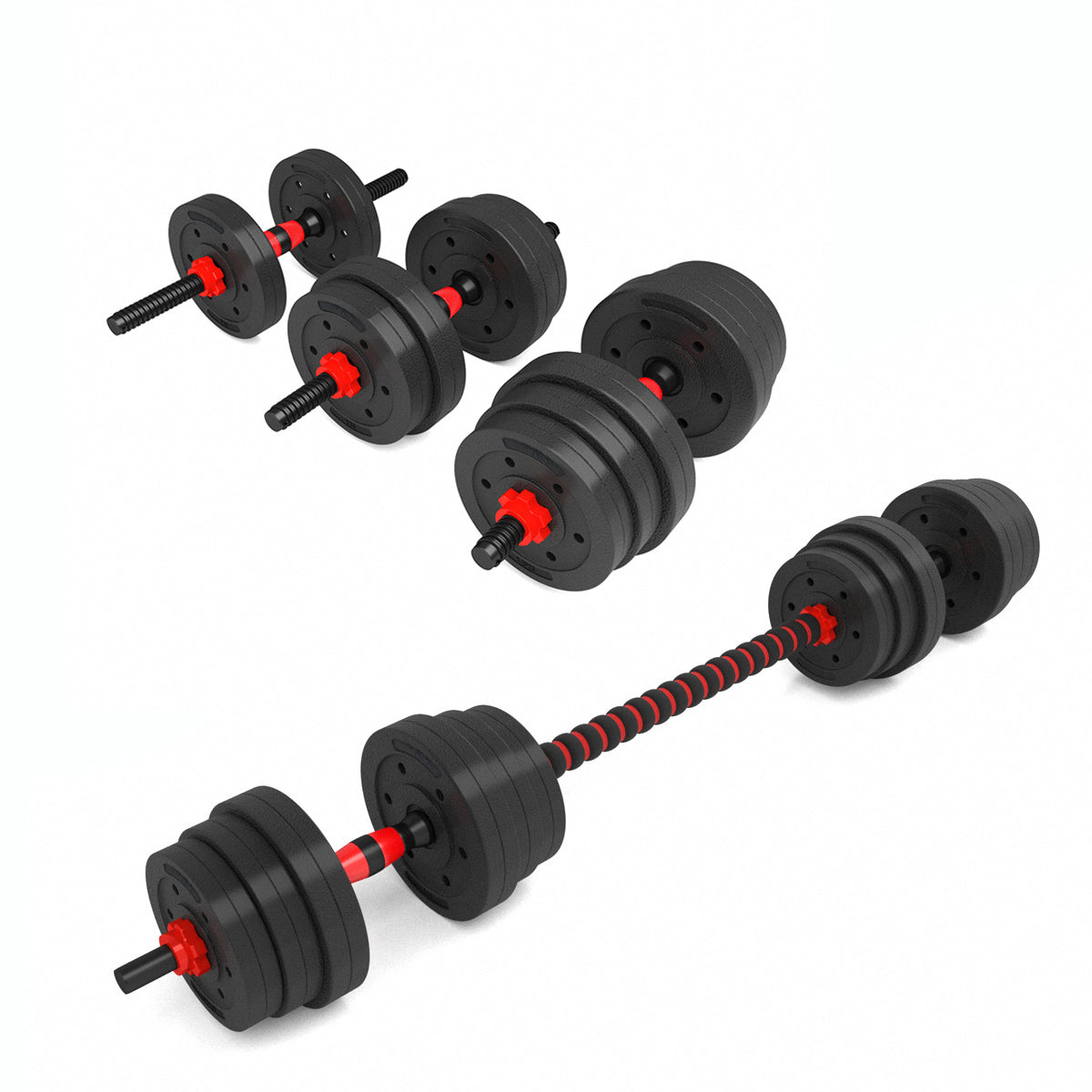 Barbell and Dumbbells Set, 20 kg, Composite Material