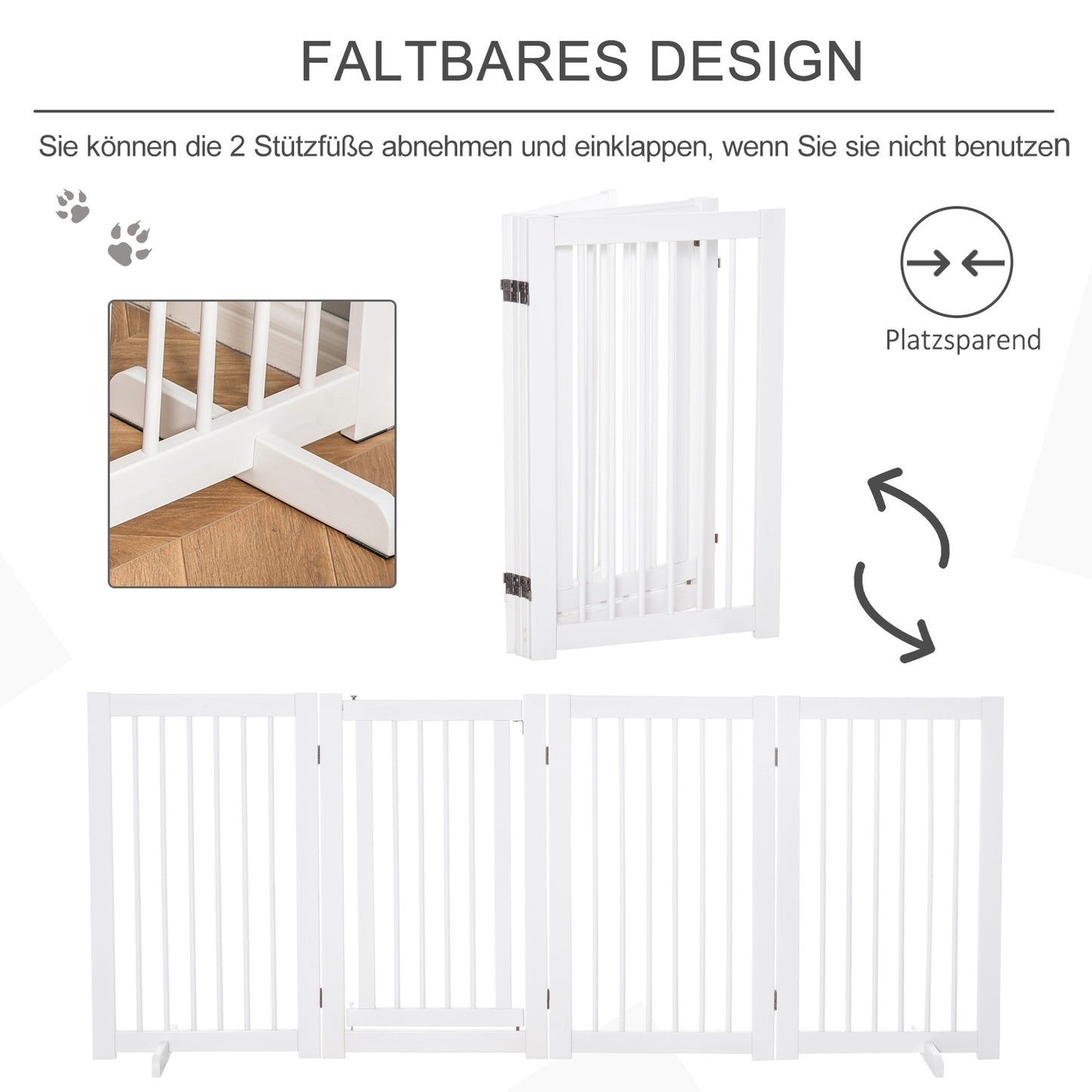 Freestanding wooden dog gate with door, foldable 75cm