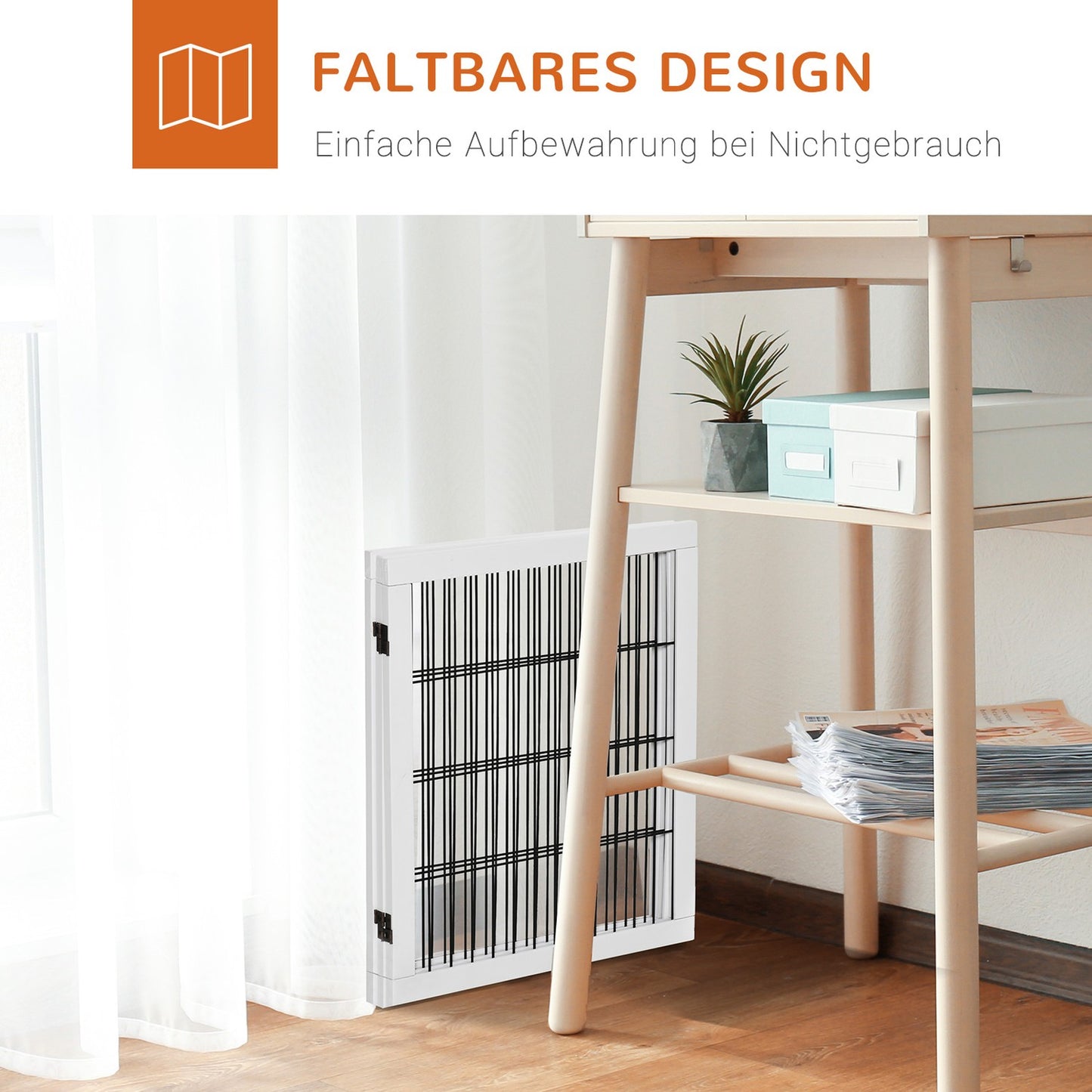 Dog barrier gate, Pine, White, 185x36x71 cm