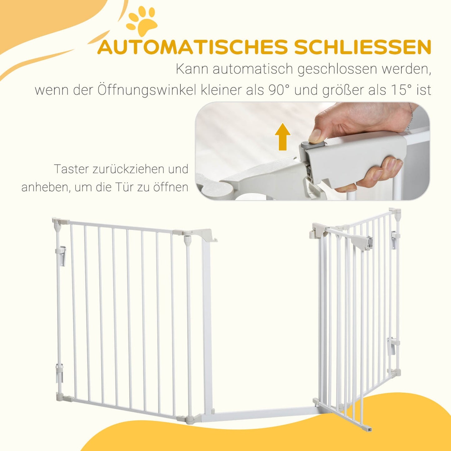 Dog Barrier Gate – Metal & Plastic, 180x74.5 cm, White