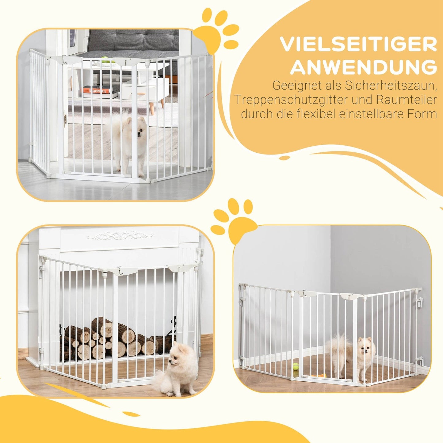 Dog Barrier Gate – Metal & Plastic, 180x74.5 cm, White