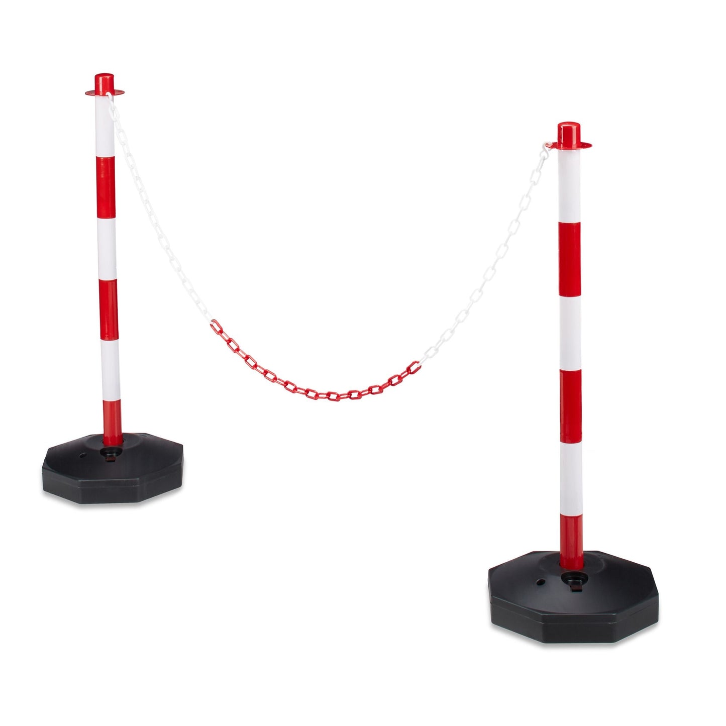 Barrier post made of plastic with chain