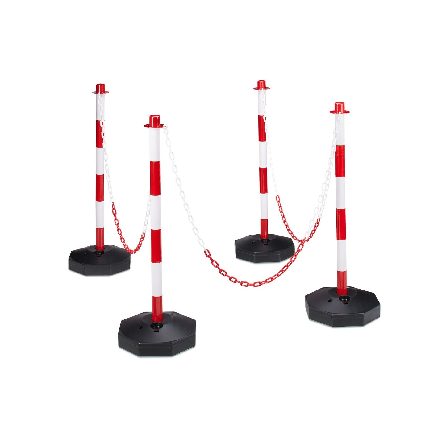 Barrier post made of plastic with chain