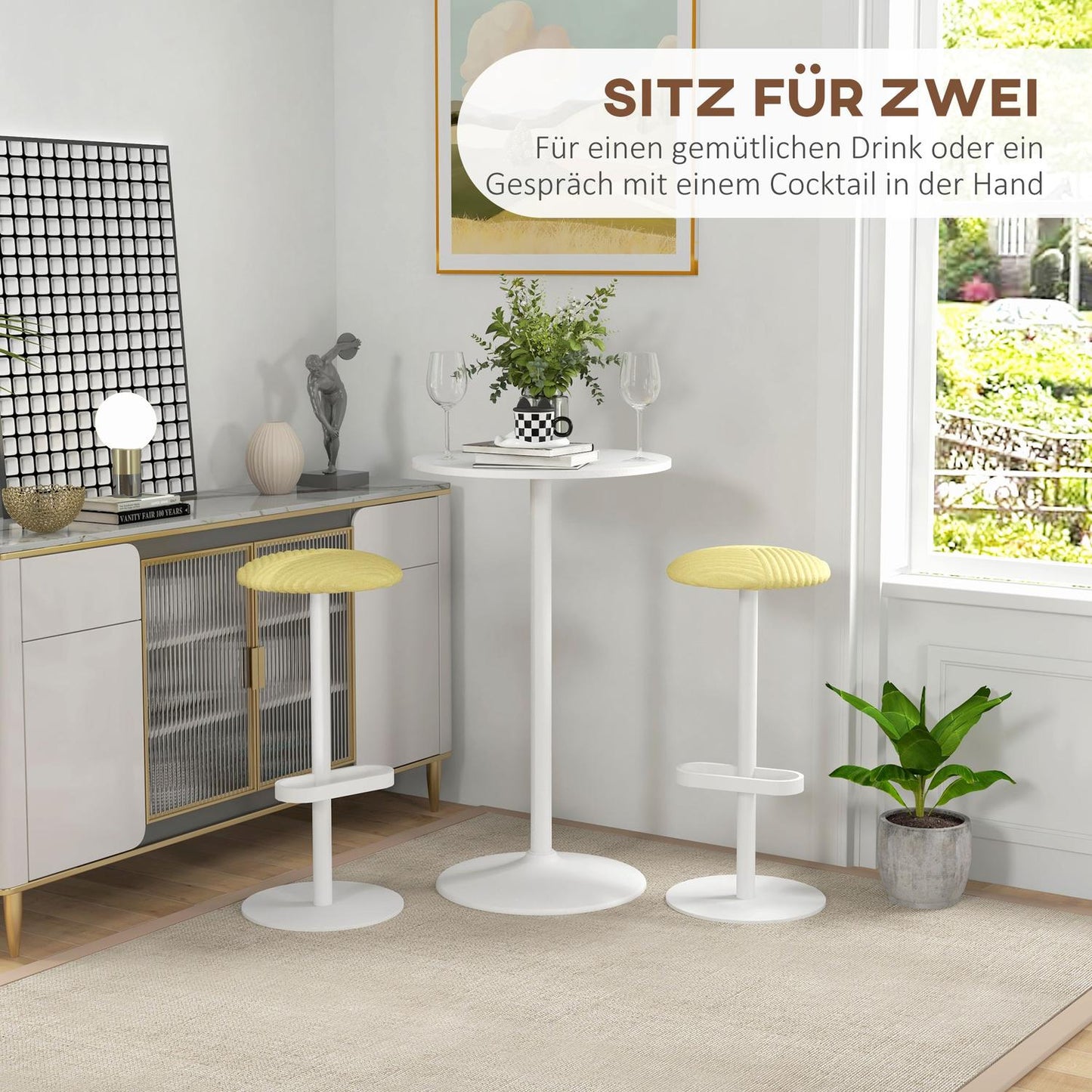 Round dining table in white steel - Ø60 x 102 cm