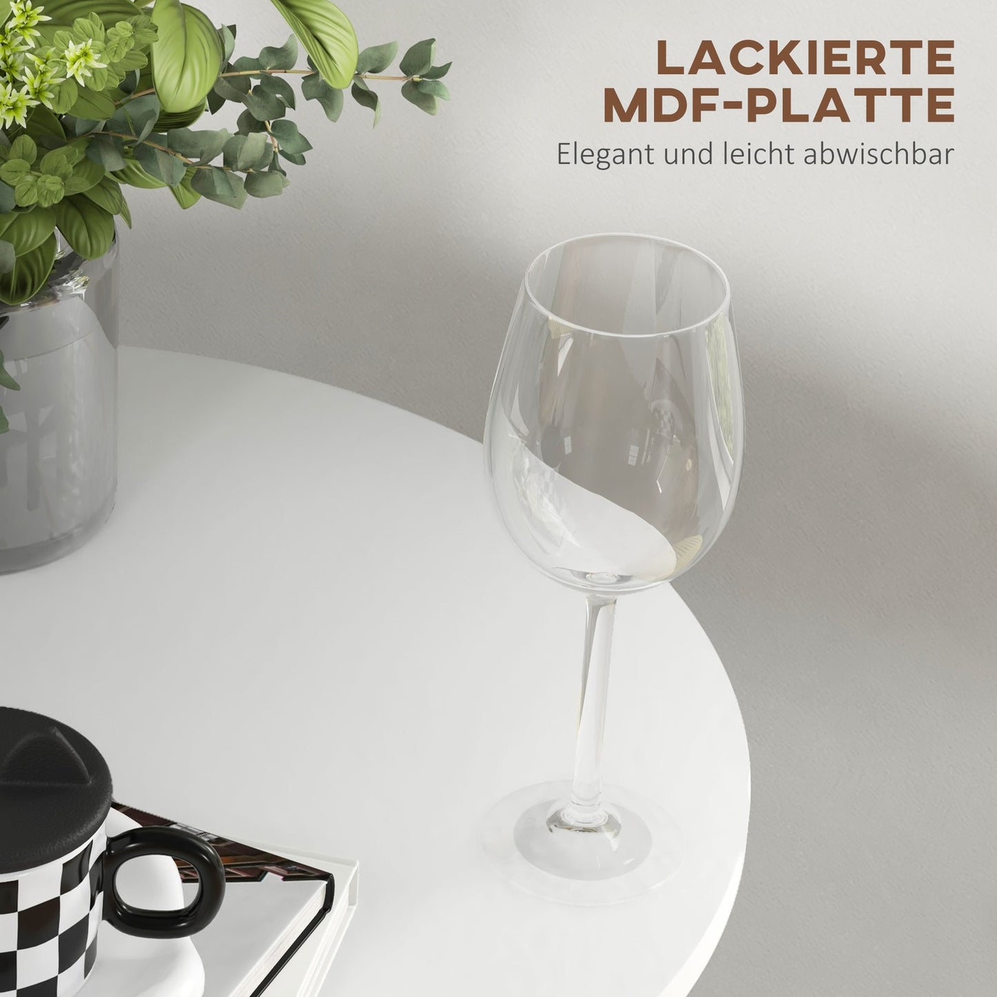 Round dining table in white steel - Ø60 x 102 cm