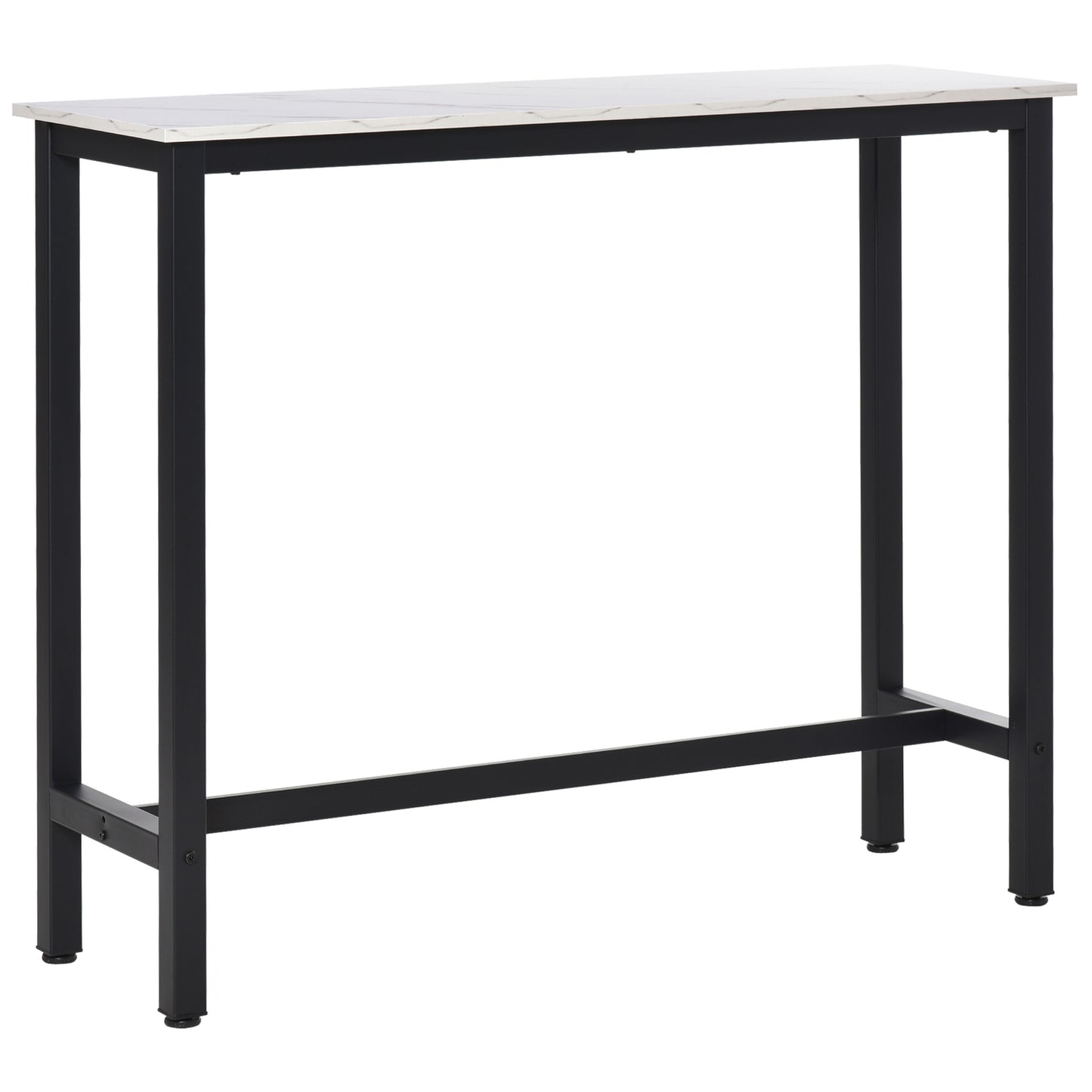 Bar table with marble look, adjustable feet, steel 120x40x100 cm