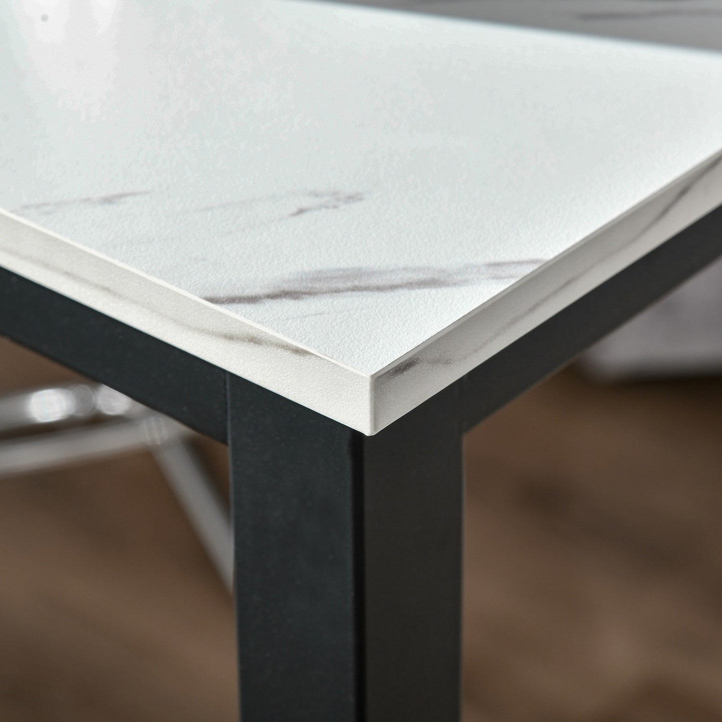 Bar table with marble look, adjustable feet, steel 120x40x100 cm