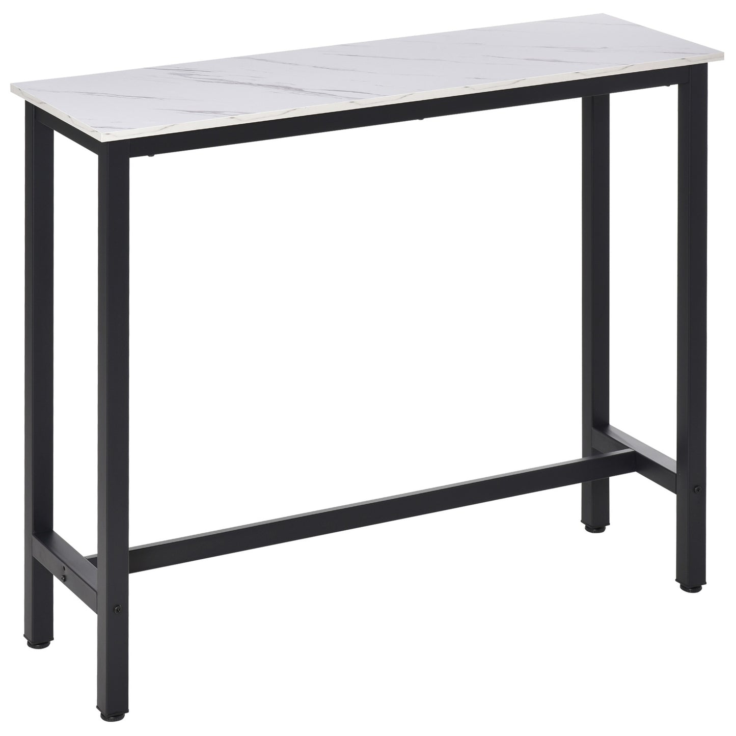 Bar table with marble look, adjustable feet, steel 120x40x100 cm