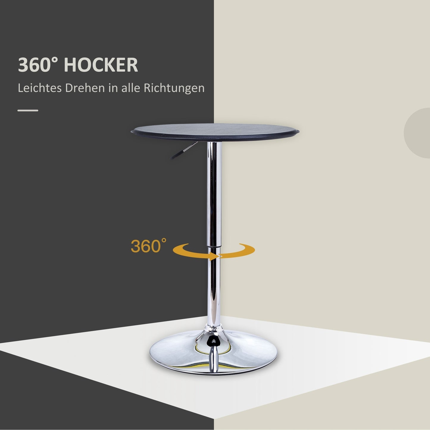 Bar table, bench height, black artificial leather, adjustable