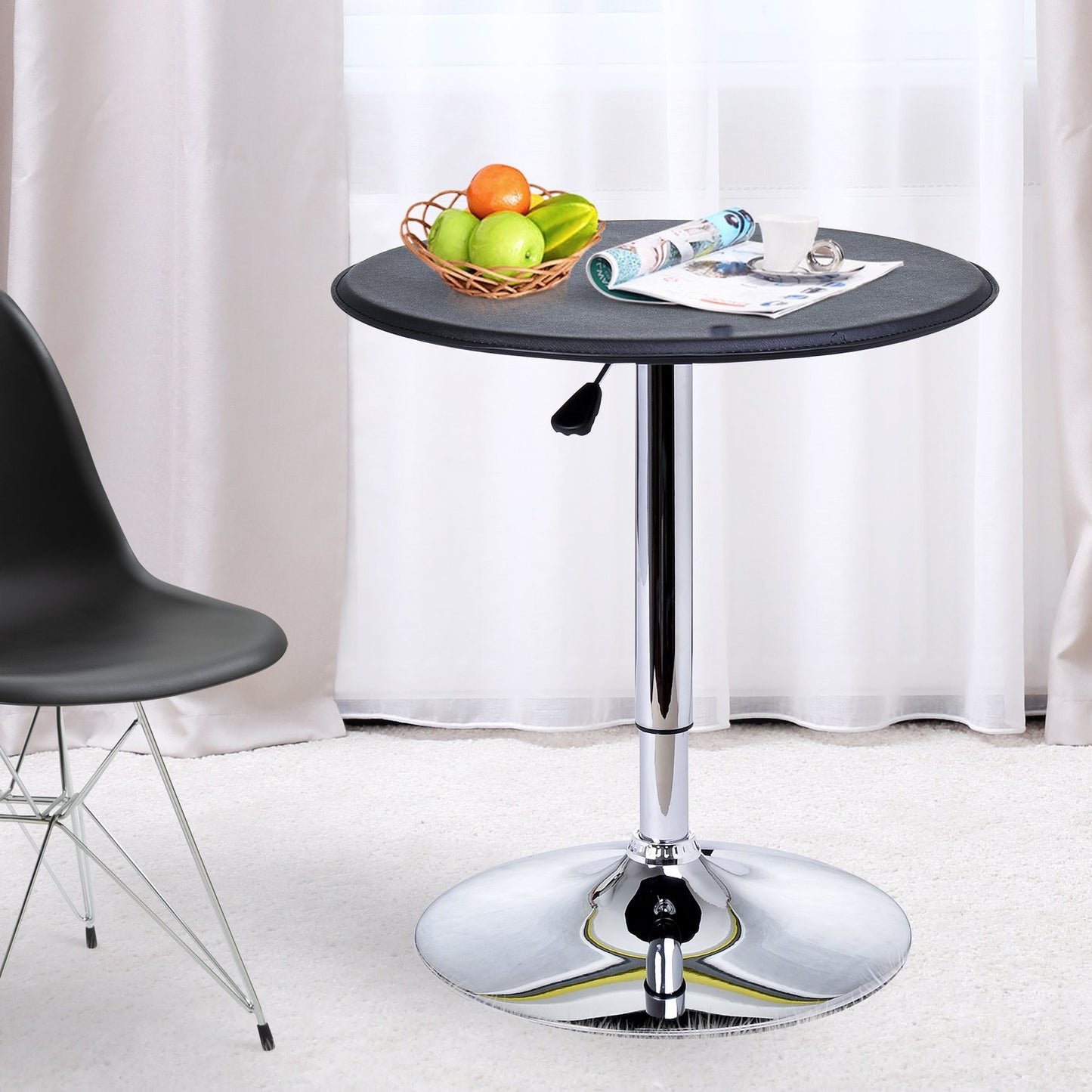 Bar table, bench height, black artificial leather, adjustable