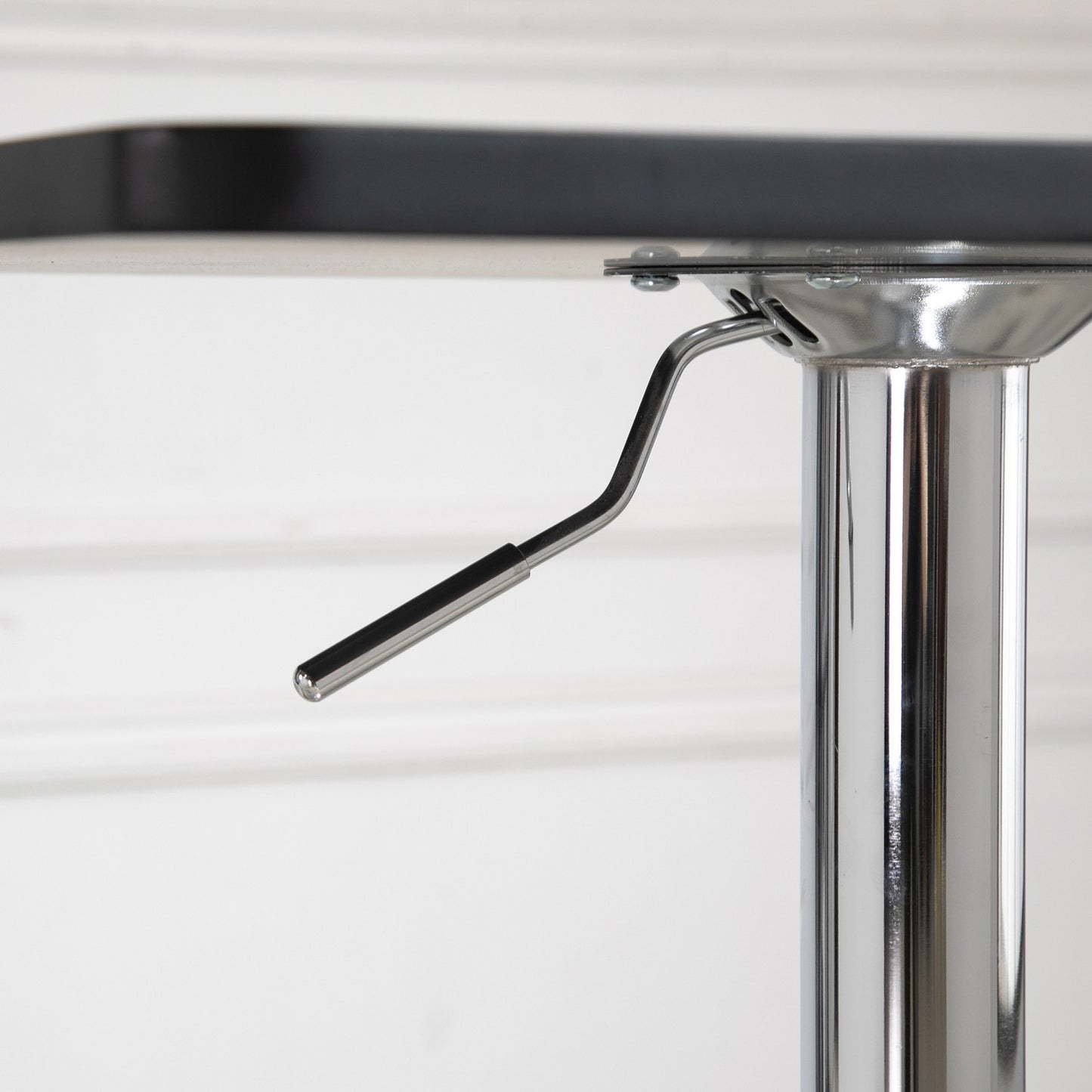Height-adjustable pole table, rotating table top, black