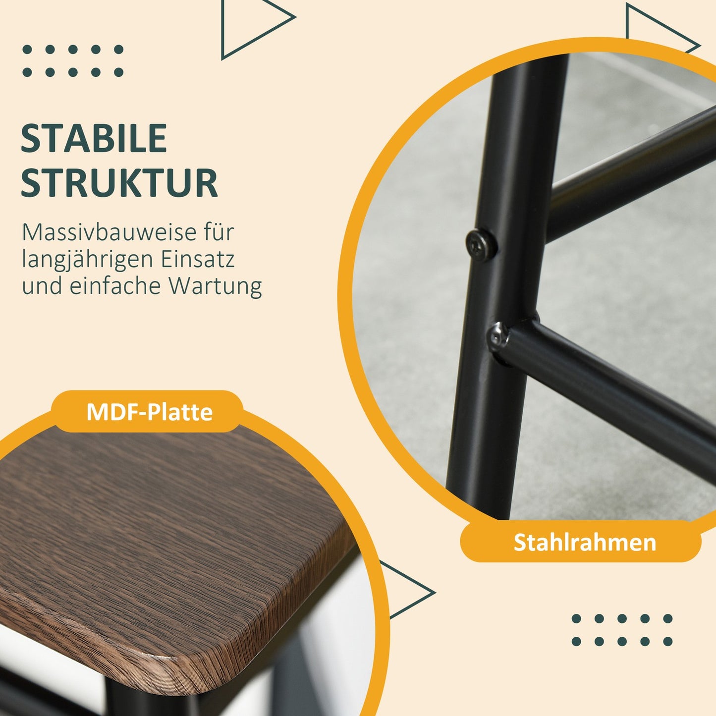 Black Bar table set with stools & storage, 80x50x90 cm