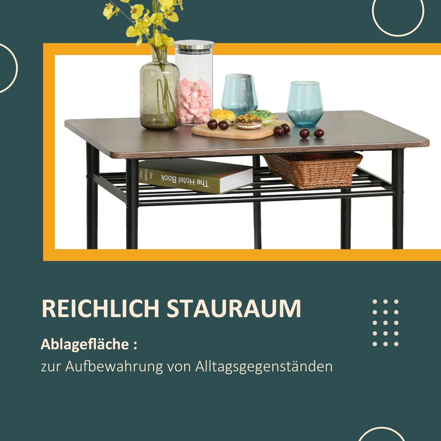 Black Bar table set with stools & storage, 80x50x90 cm