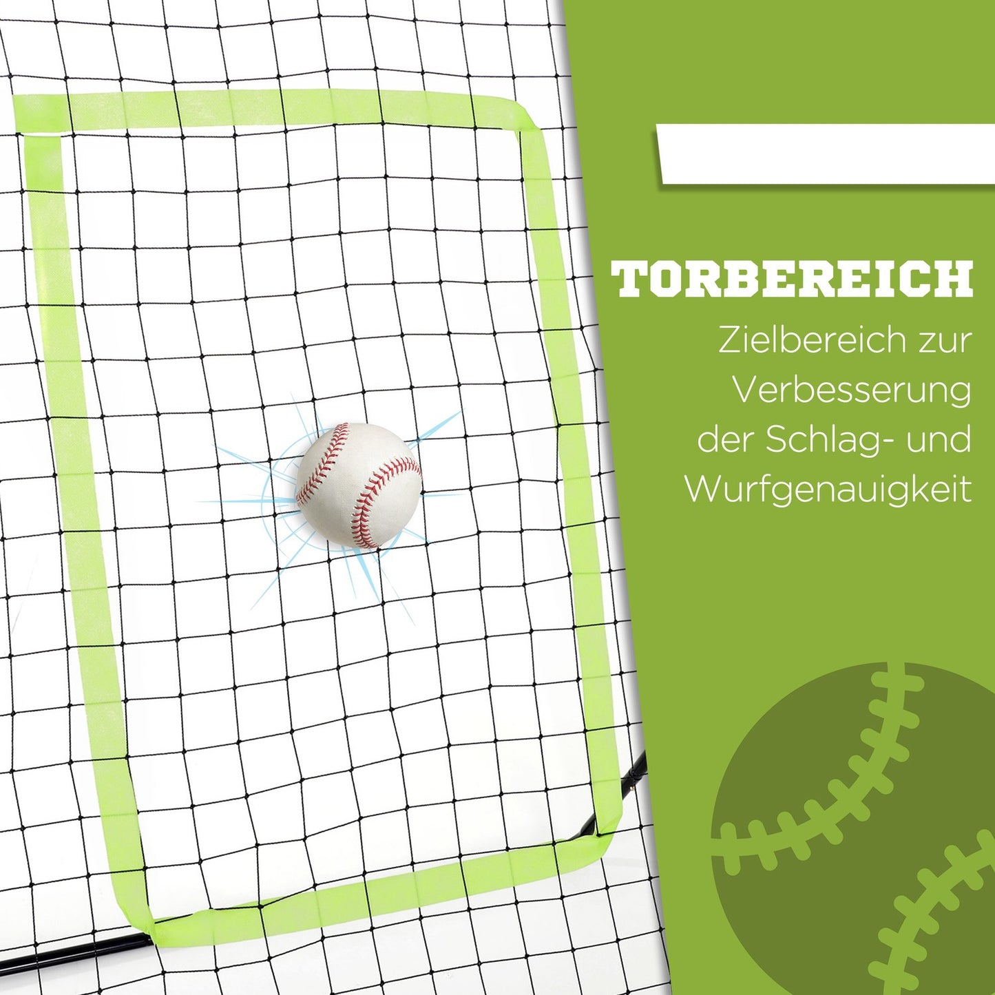 Baseball Rebounder Net, Portable Black Metal, 123 x 174 cm