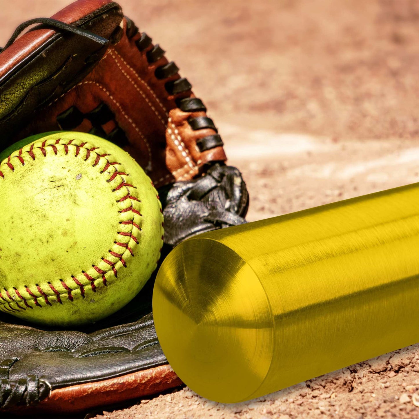 Baseball bat in golden aluminum
