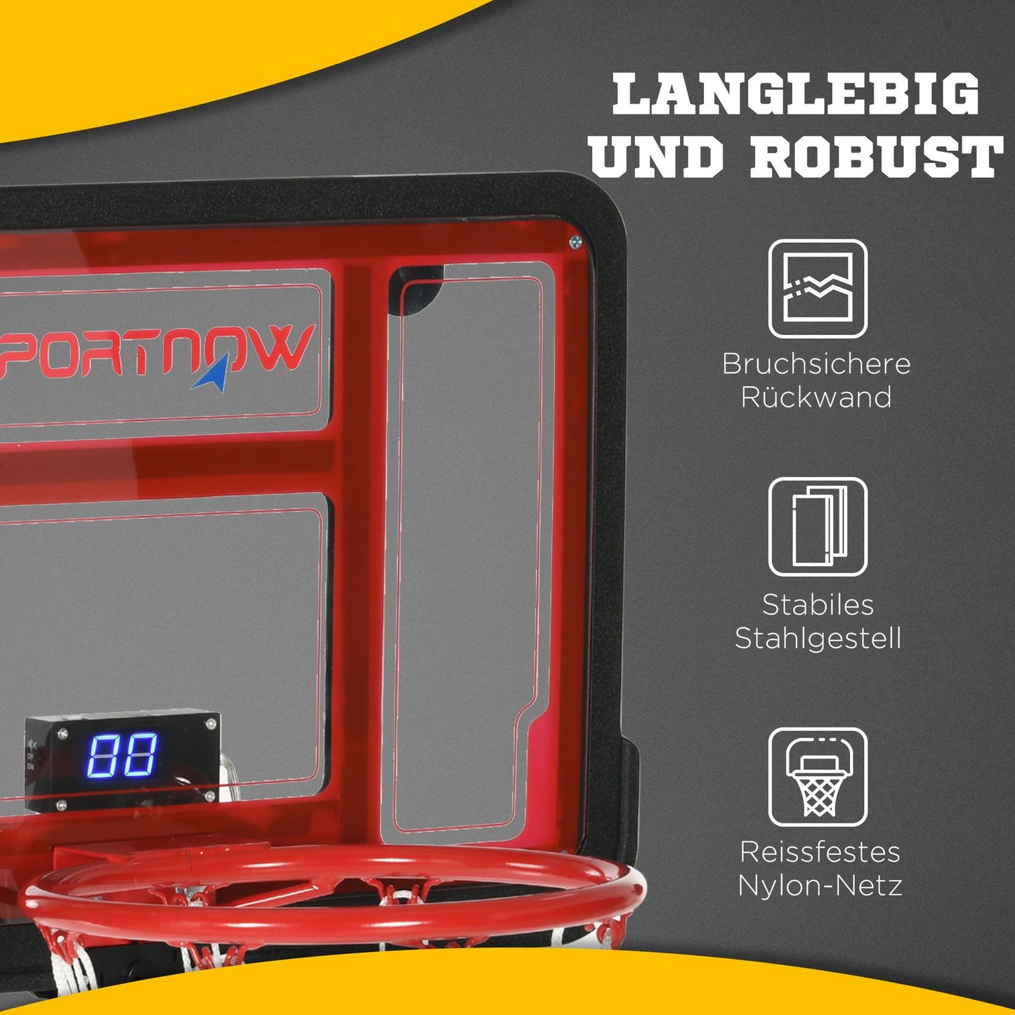 Wall-mounted basketball backboard with electronic scoreboard