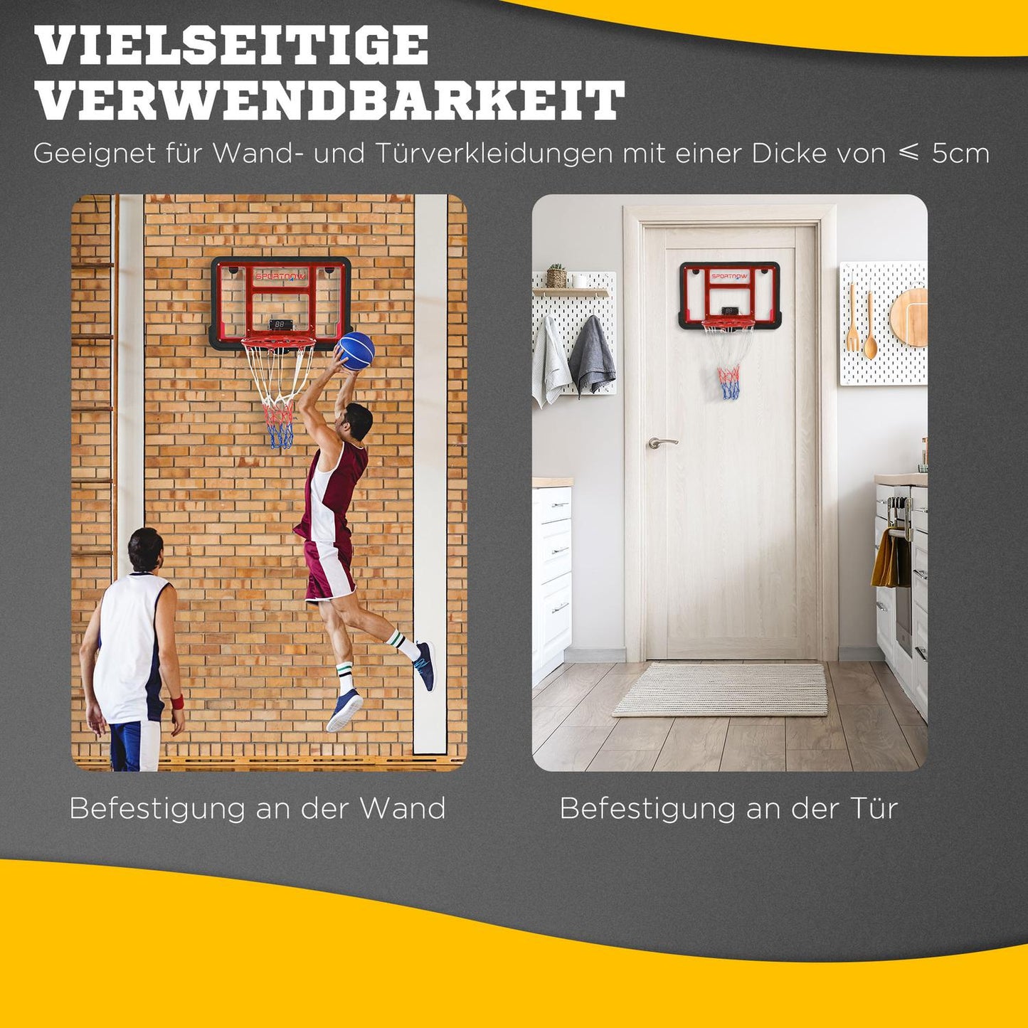 Wall-mounted basketball backboard with electronic scoreboard