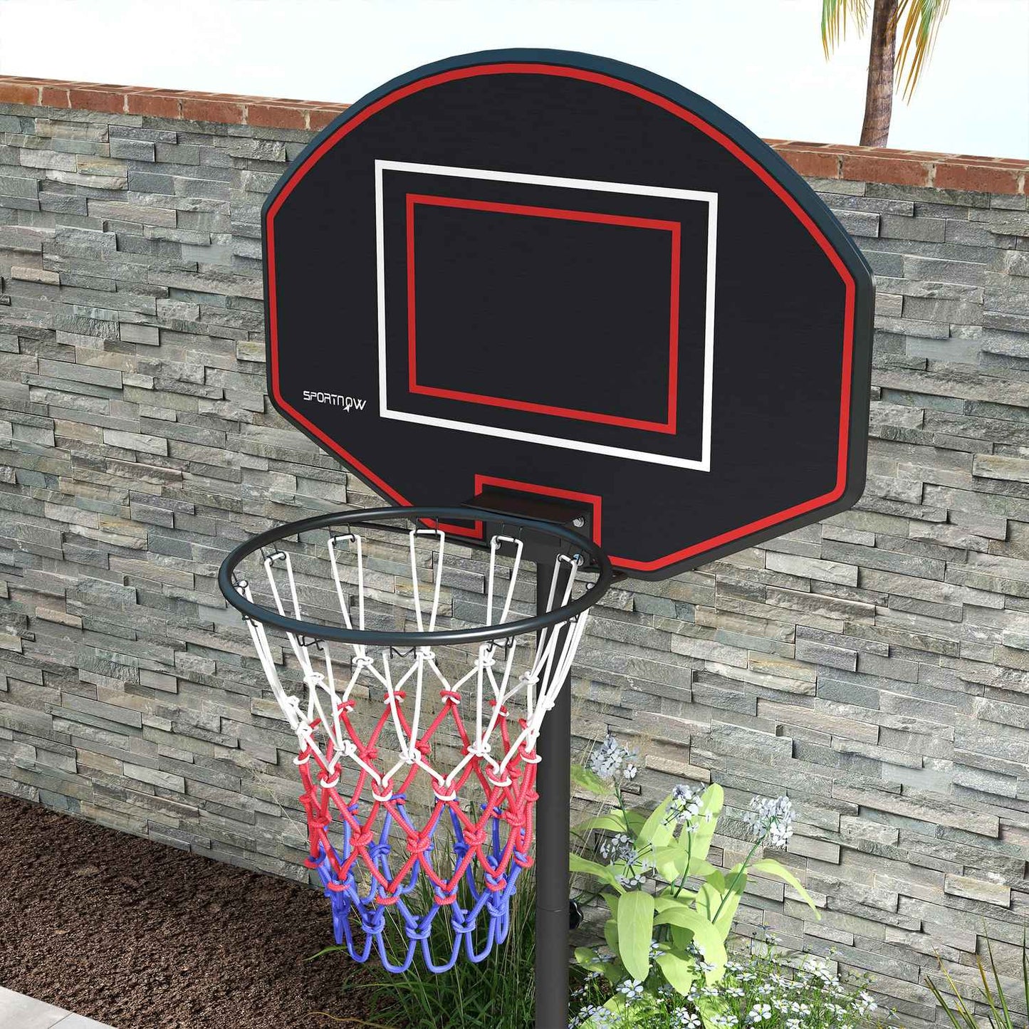 Adjustable stand for basketball hoop, 221-282 cm, crack-proof backboard