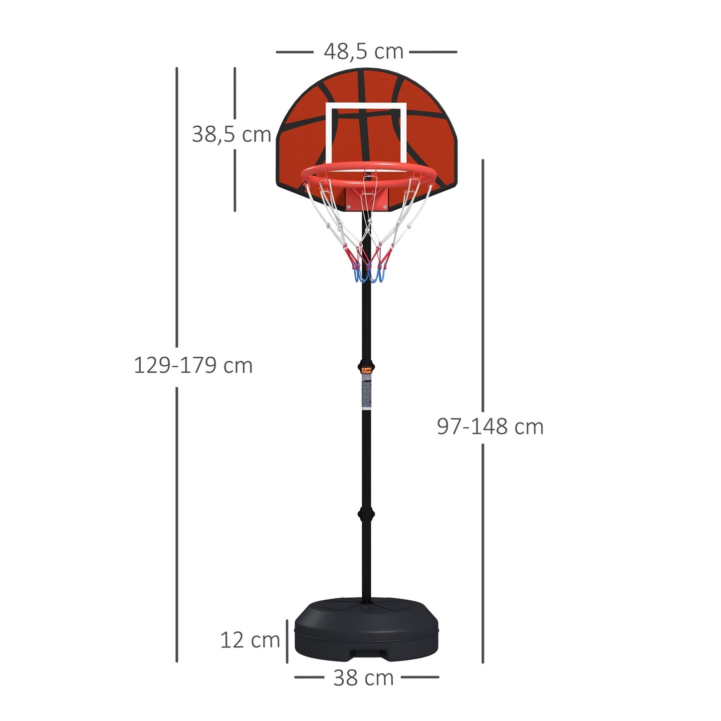 Height-adjustable basketball hoop with magnetic dart board