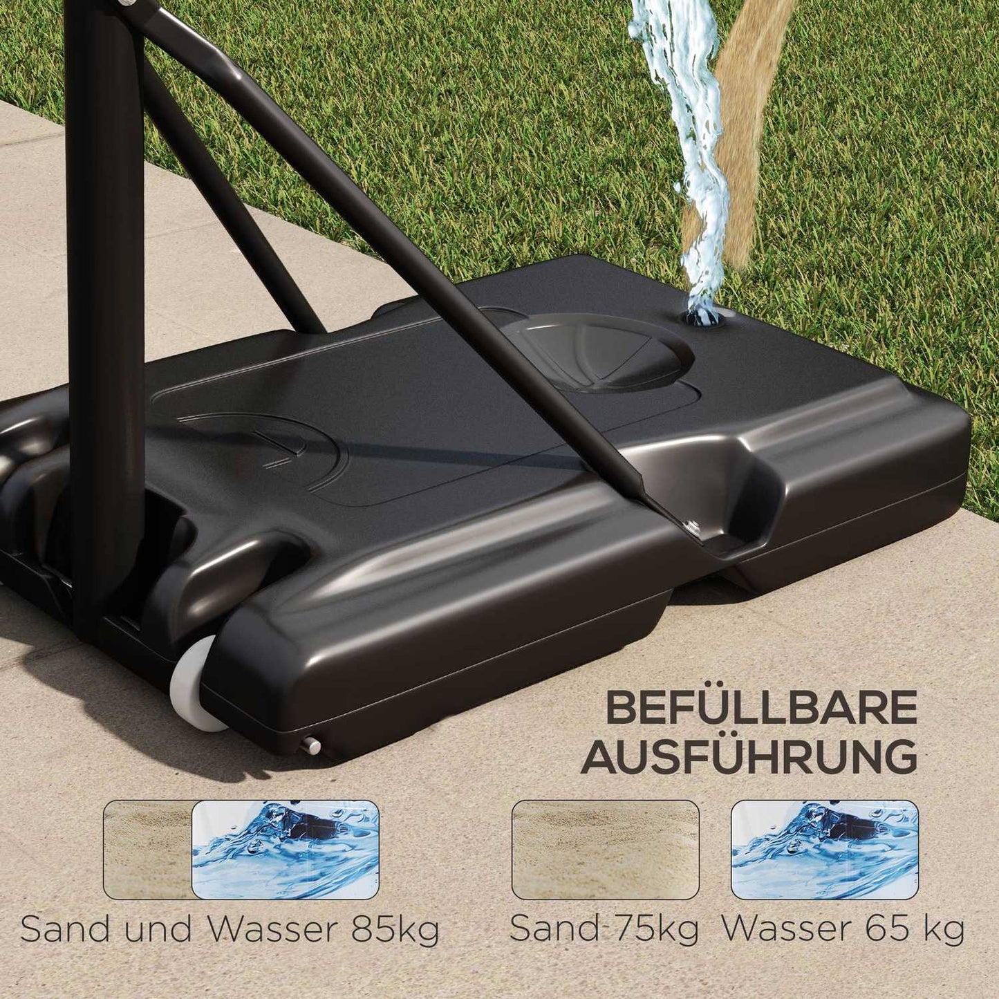 Adjustable outdoor basketball hoop with stand and wheels