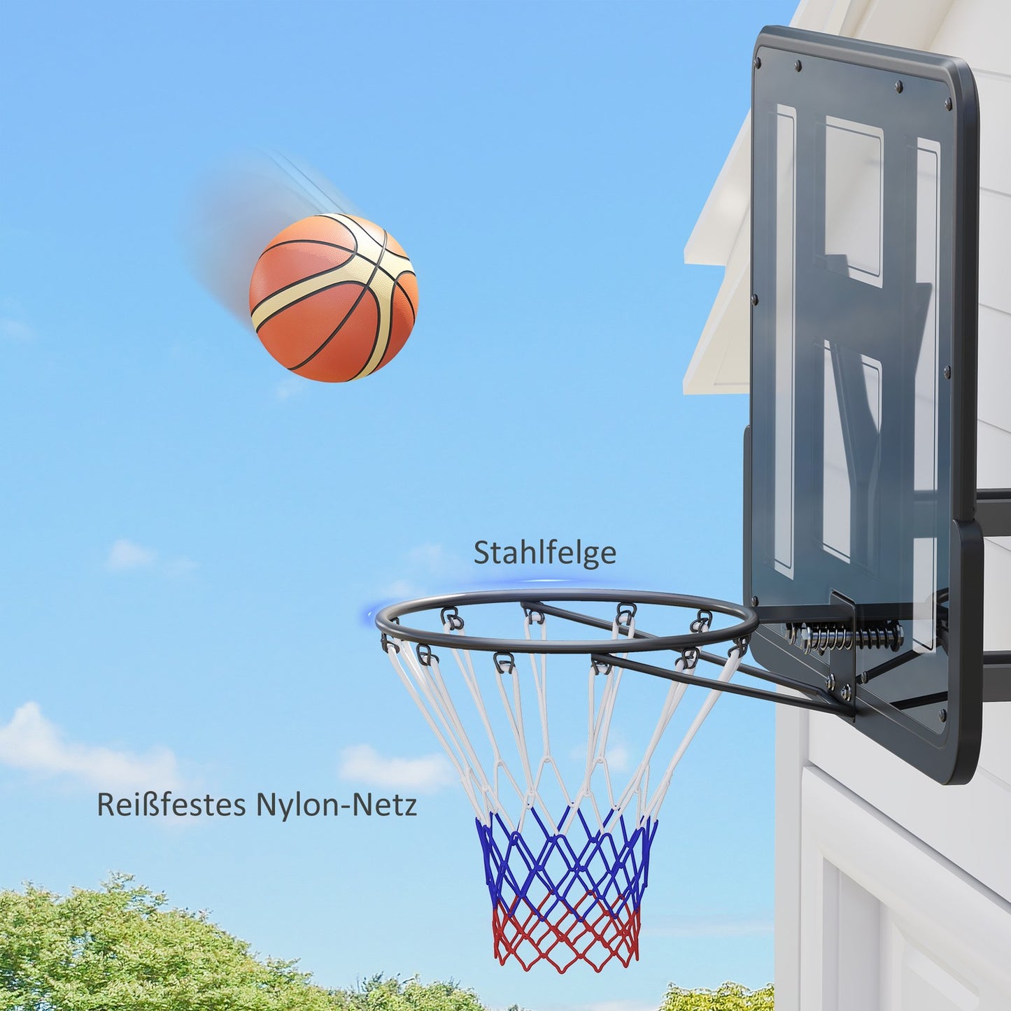Indoor and outdoor basketball hoop - Ø45 cm rim, wall mountable