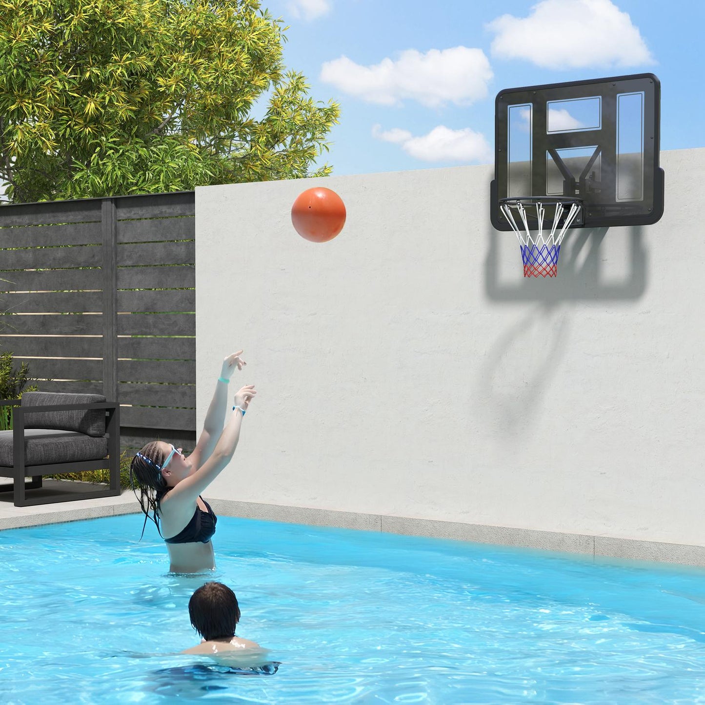 Indoor and outdoor basketball hoop - Ø45 cm rim, wall mountable
