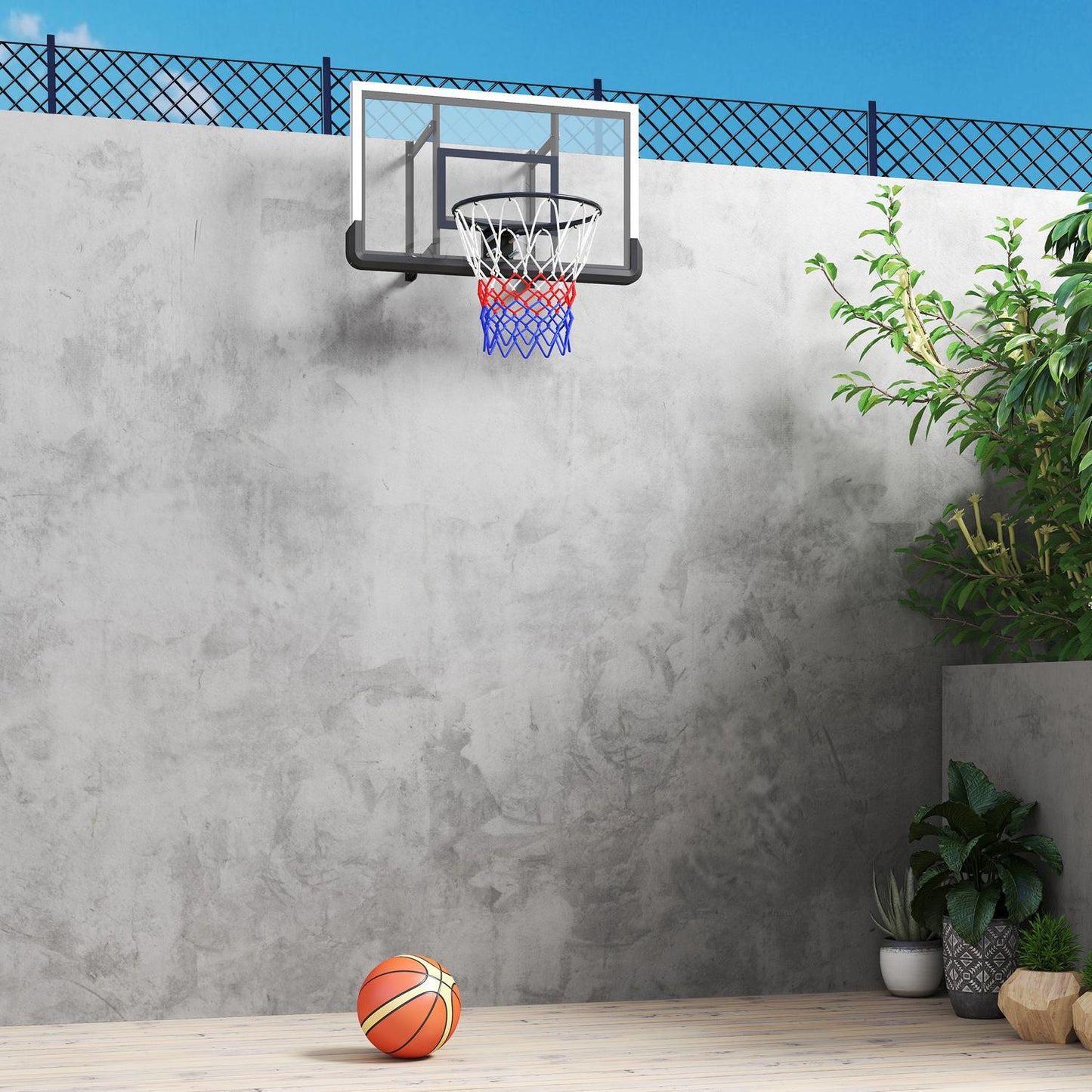 Basketball hoop & backboard for indoor/outdoor use, Ø45 cm
