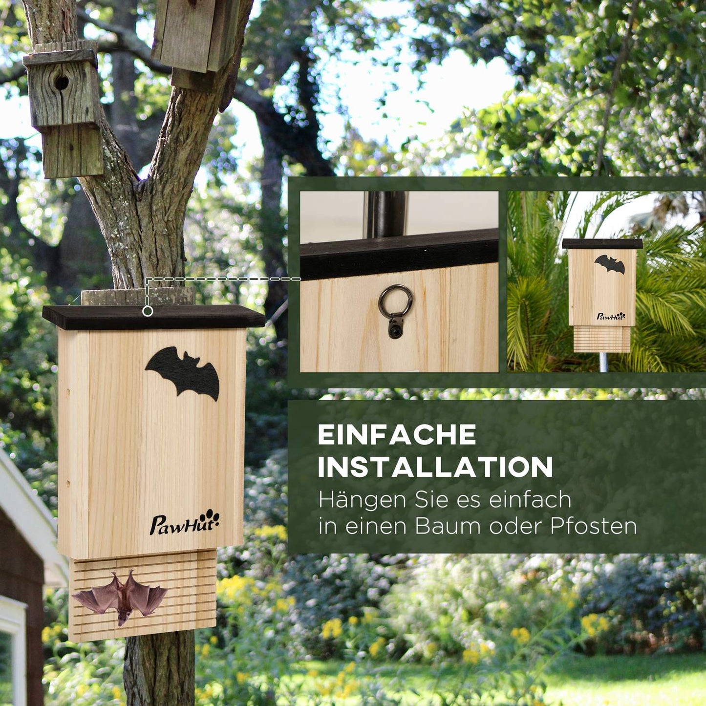 Bat House Set of 3 - Natural Spruce, All Season Use