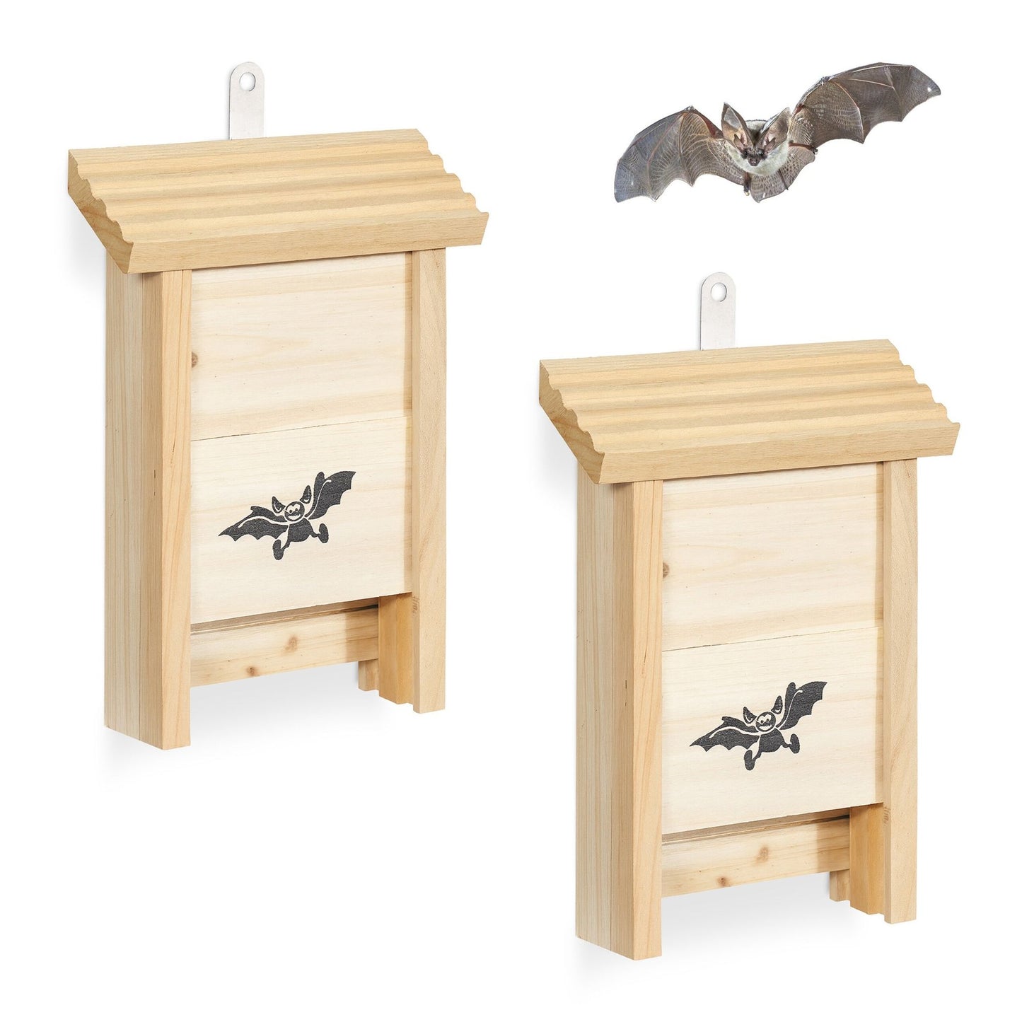 Bat Boxes 2-Pack, Wooden, Grooved Interior