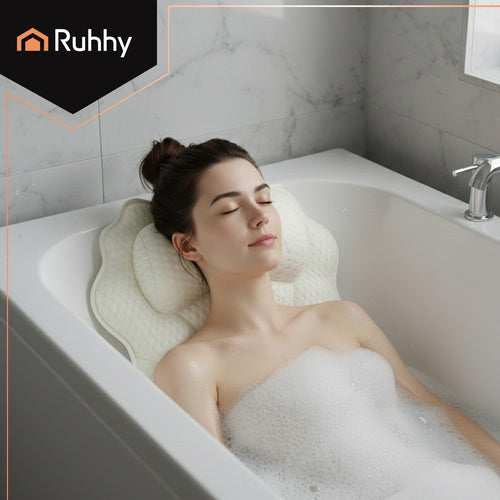 Bath Pillow with Suction Cups – Quick-Dry, Ergonomic