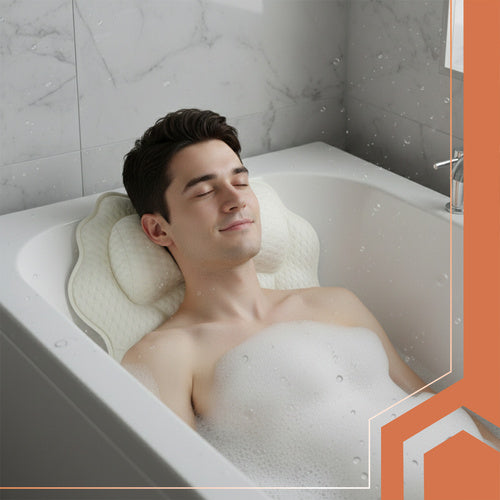 Bath Pillow with Suction Cups – Quick-Dry, Ergonomic
