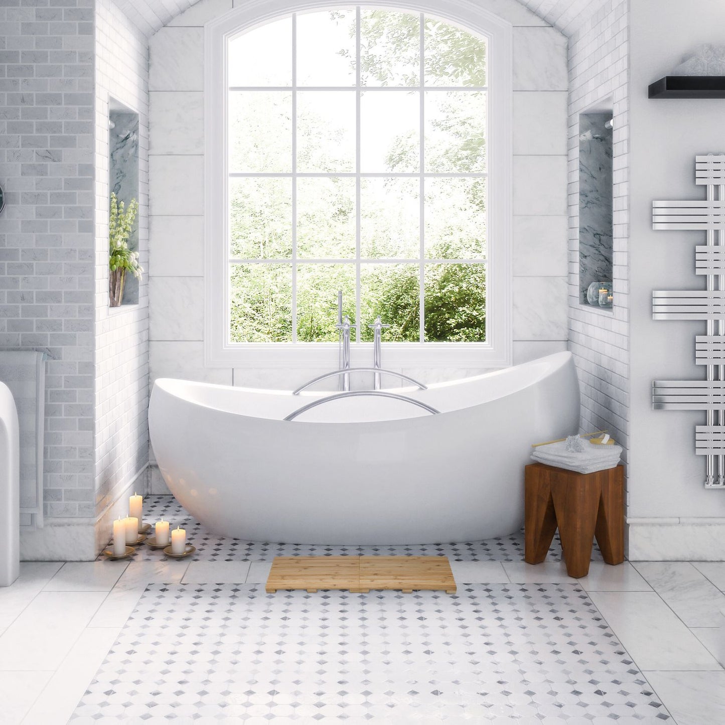 Bath mat in bamboo