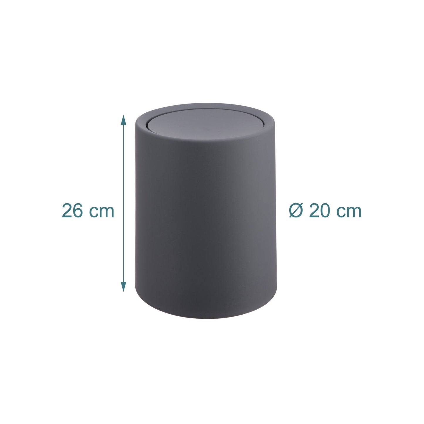 Bathroom Bin with Swing Lid, 6L Plastic