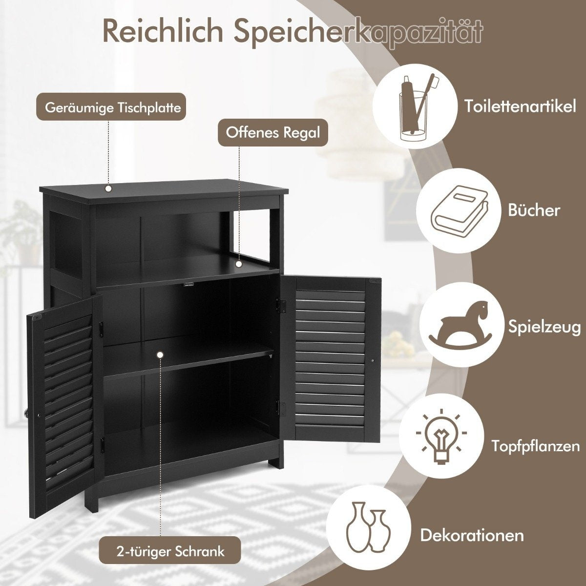 Bathroom Cabinet Freestanding Bathroom Cabinet Storage Cabinet Black