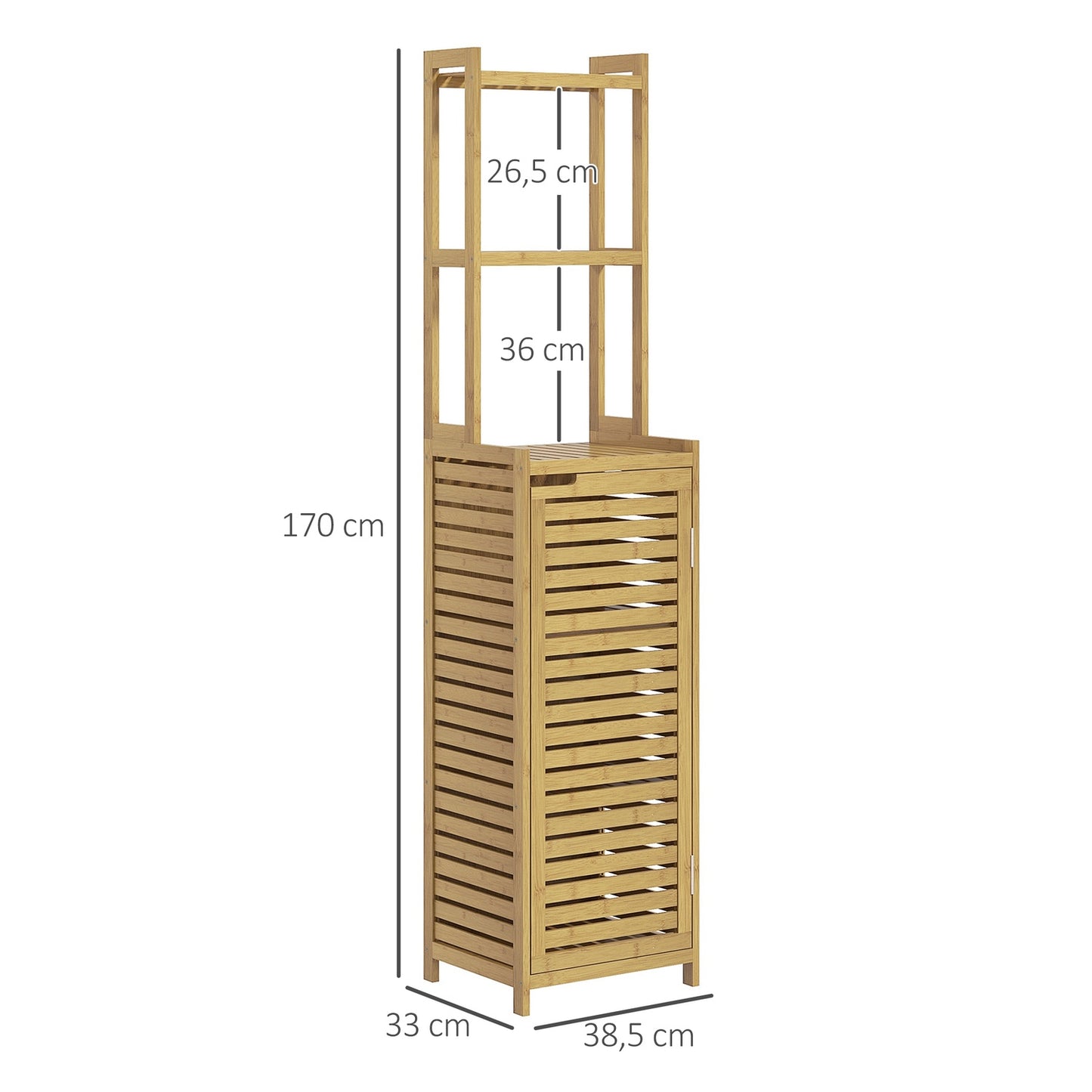 Bamboo bathroom cabinet with 3 compartments, tip protection