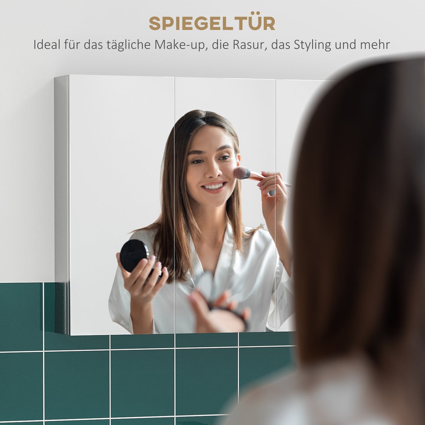 Stainless steel bathroom cabinet, 3 doors, 5 shelves