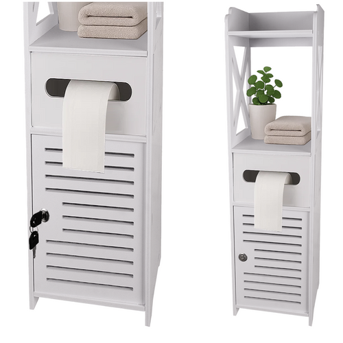 Bathroom Cabinet, Wall-Mounted, White, 2 Shelves