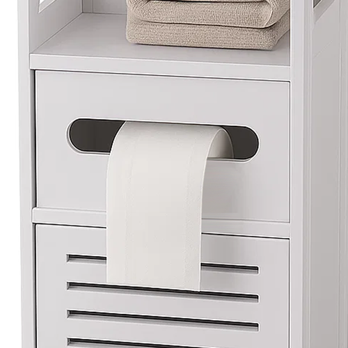 Bathroom Cabinet, Wall-Mounted, White, 2 Shelves