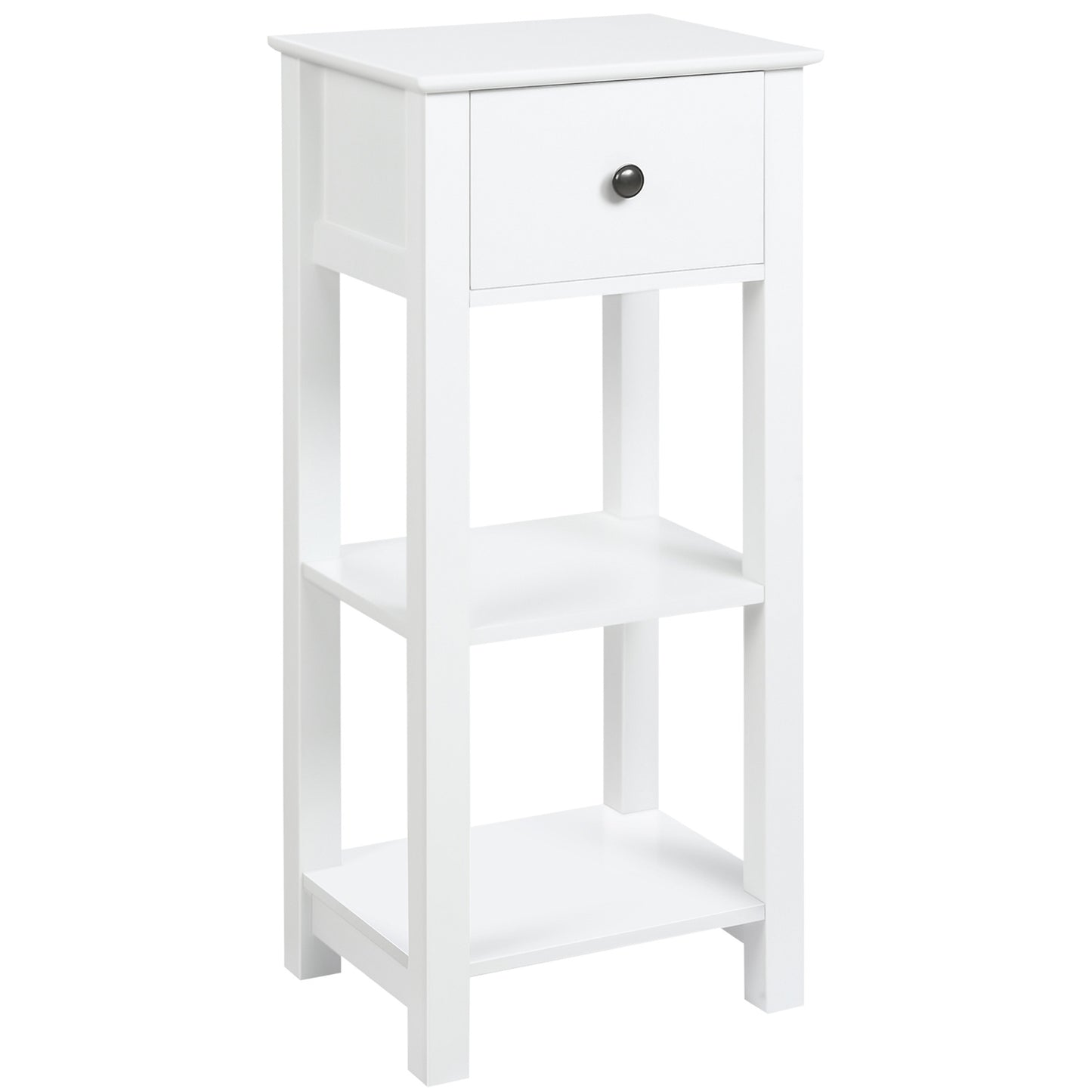 White bathroom cabinet, drawer and shelves, anti-tip, 40x31.5x90 cm