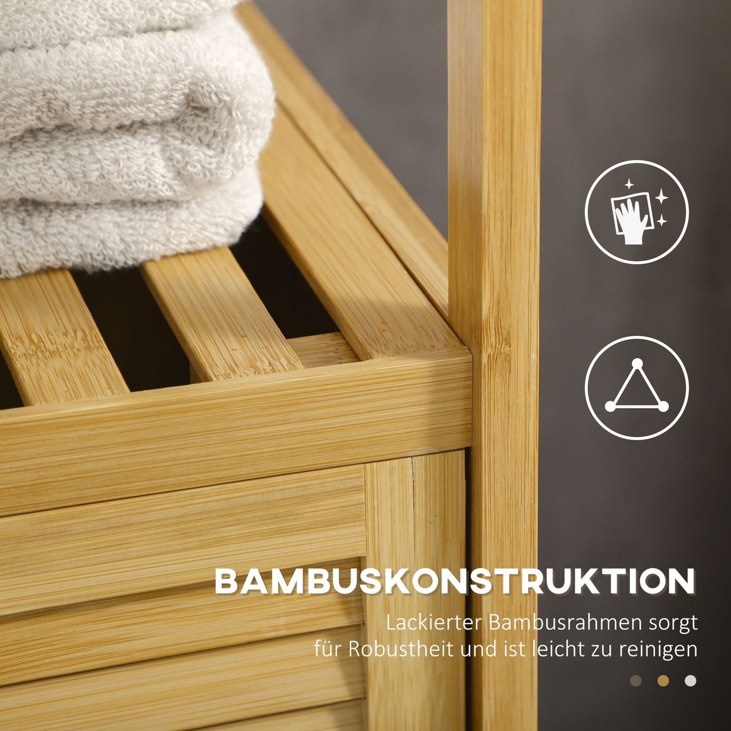 Bamboo bathroom cabinet, open shelf, anti-tip design
