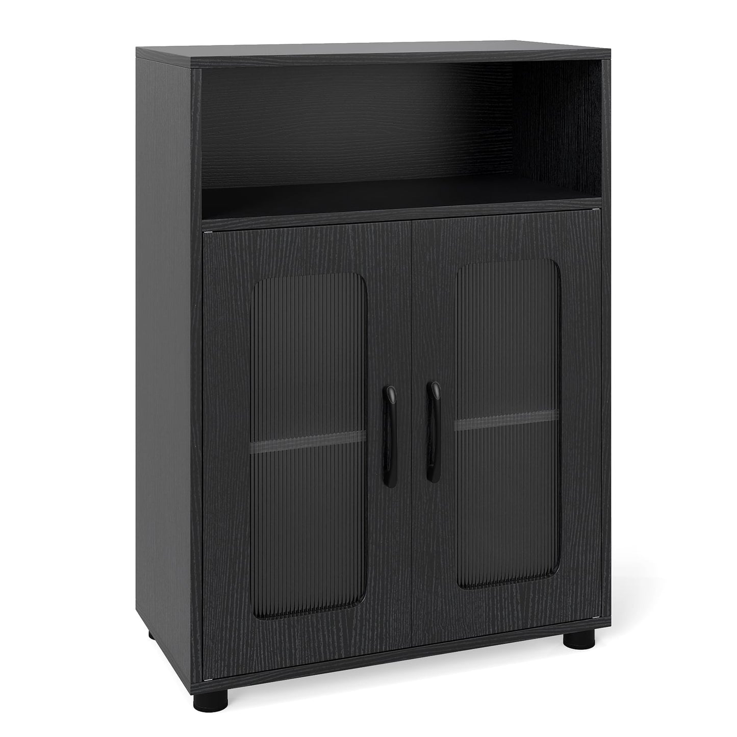 Bathroom Cabinet with 2 Doors & Adjustable Shelves, Black
