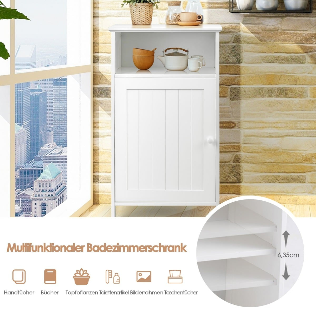 Bathroom Cabinet with Adjustable Shelf, 40x30x70 cm, White