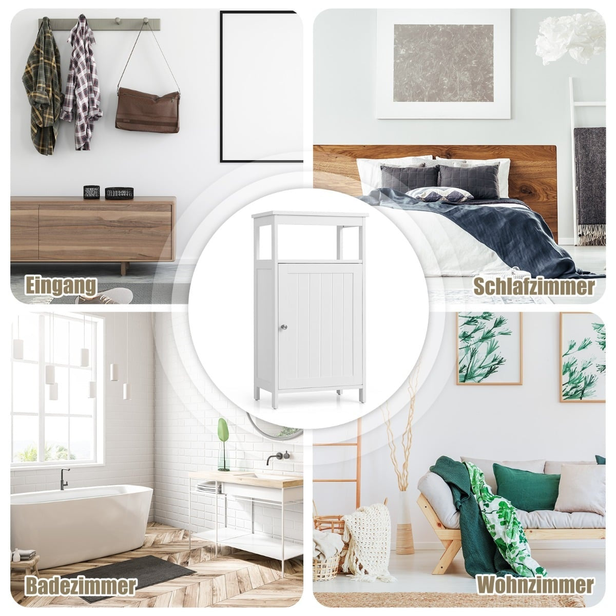 Bathroom Cabinet with Adjustable Shelf, White MDF