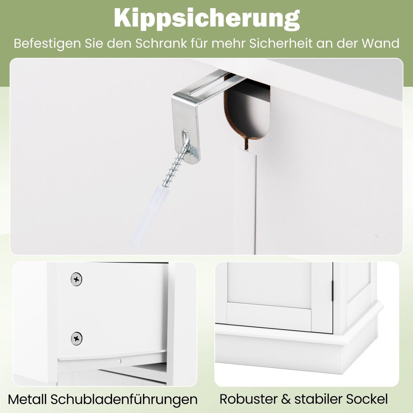 Bathroom Cabinet with Drawer, Adjustable Shelf, 56x30x80 cm, White
