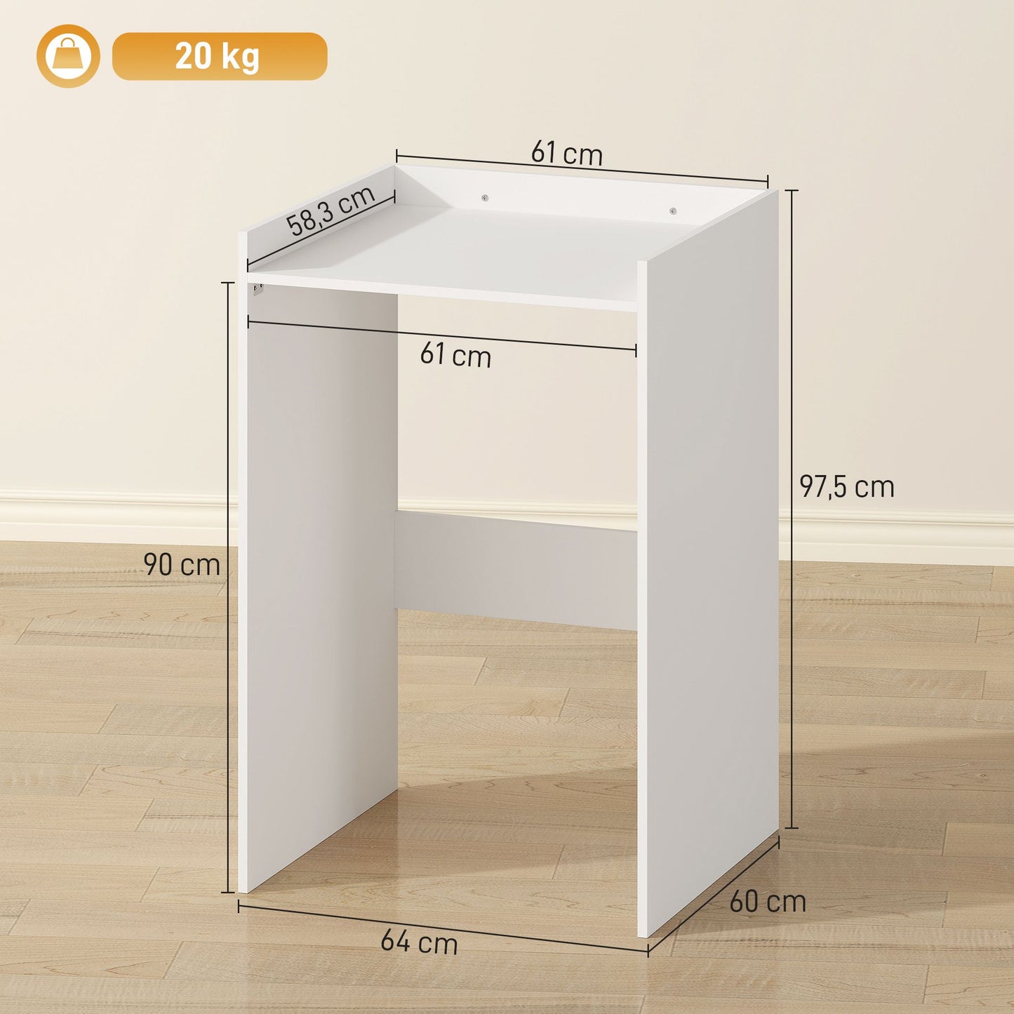 Bathroom Cabinet with Open Shelf, White, 64 x 60 x 97.5 cm