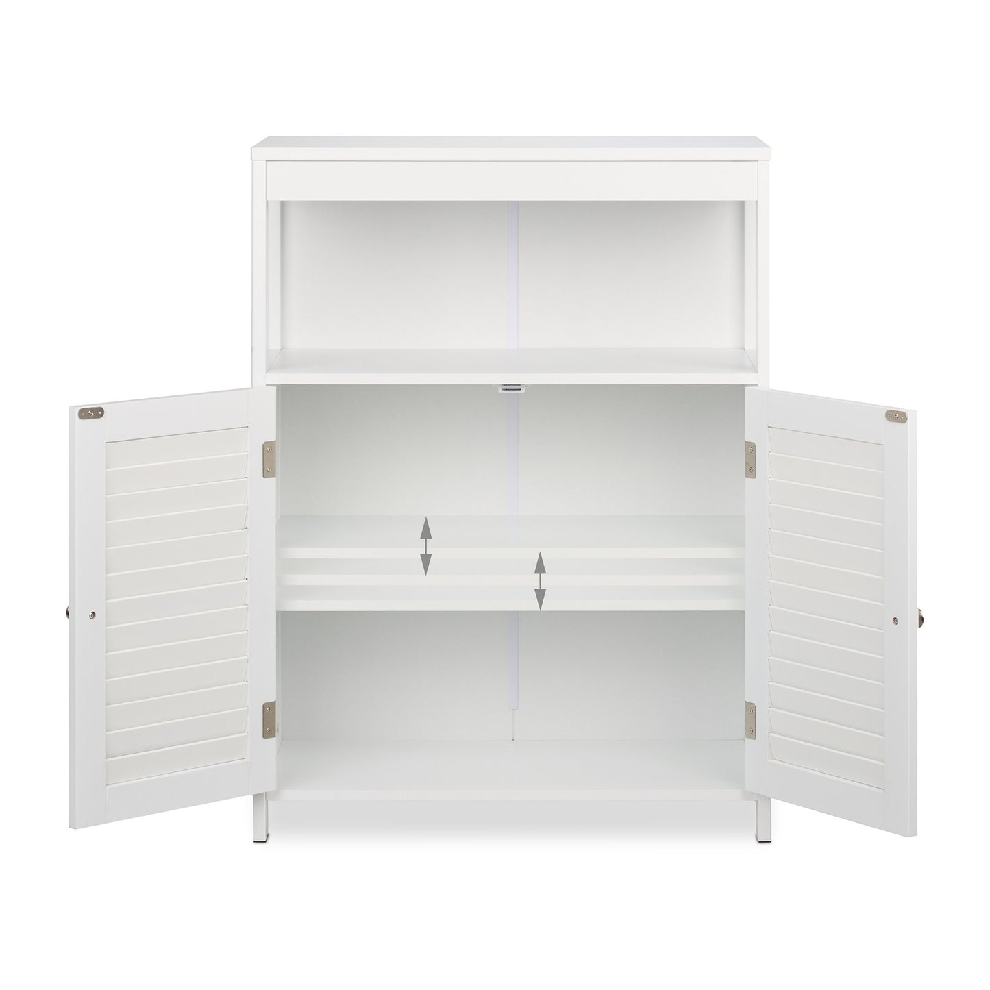 Bathroom Cabinet with Slatted Doors, White